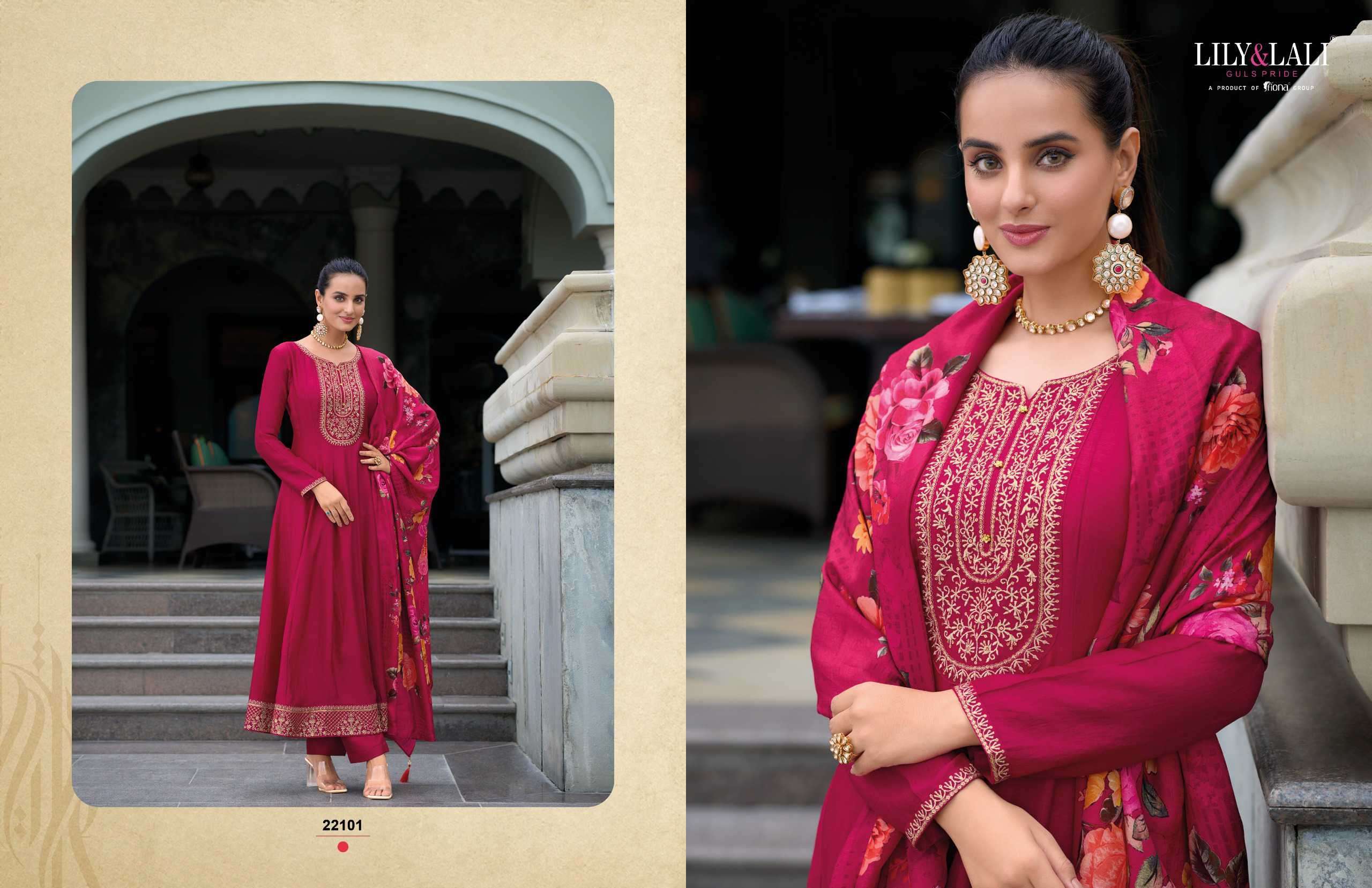 LILY AND LALI MALLIKAJAAN READYMADE ANARKALI STYLE DRESS CATALOGUE SUPPLIER 