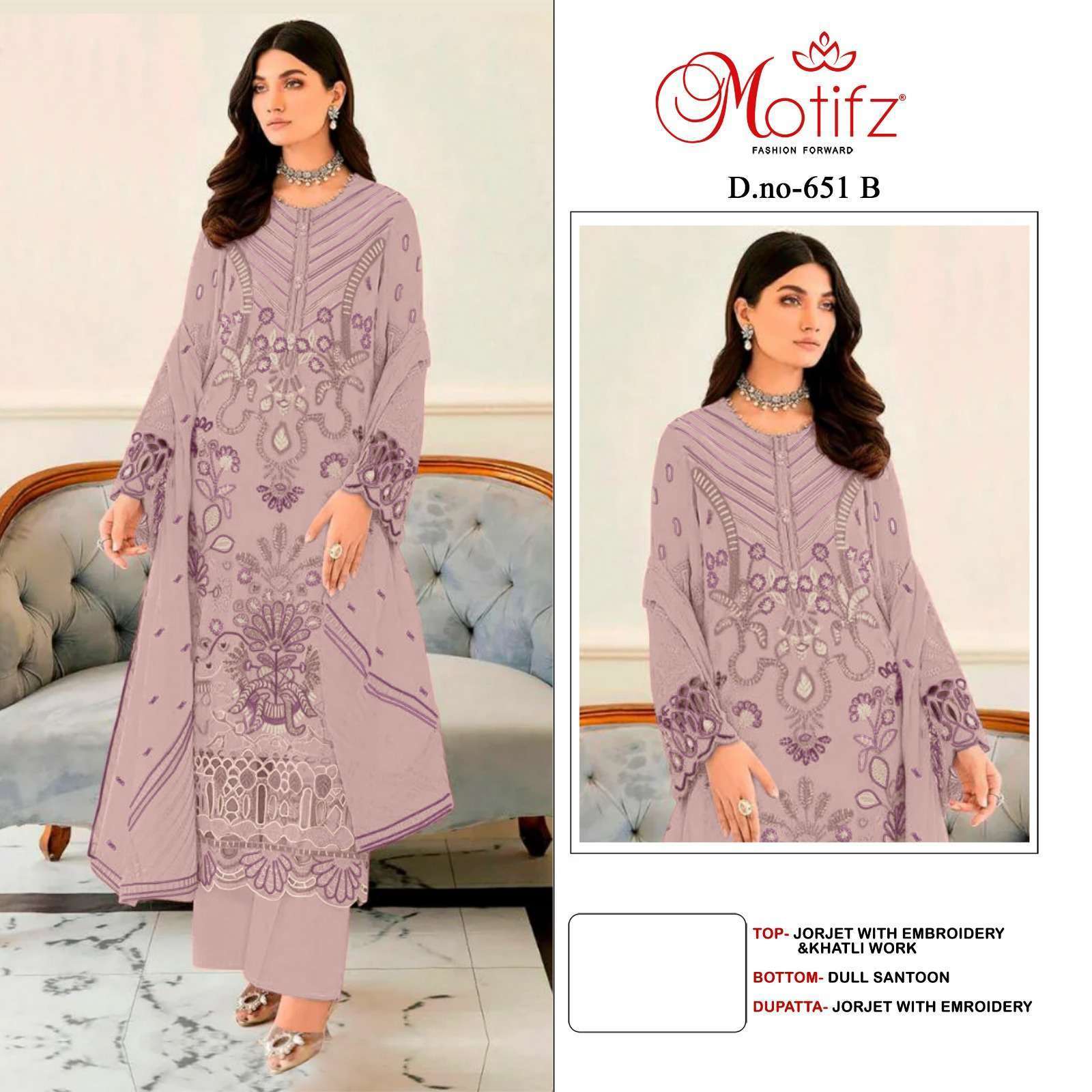 MOTIFZ D 651 COLORS UNSTITCH PAKISTANI GEORGETTE SUIT SUPPLIER IN SURAT 