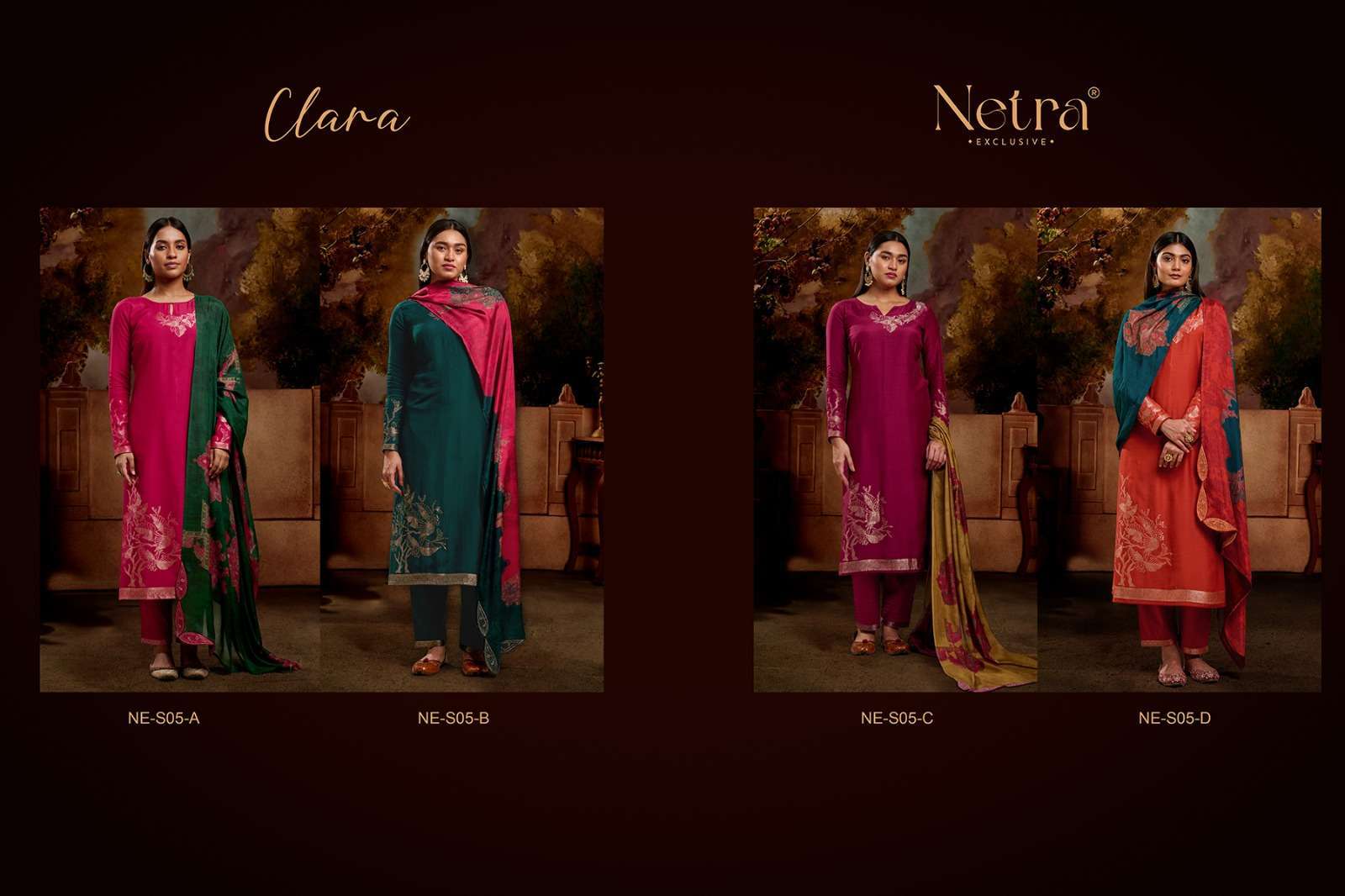NETRA CLARA PURE MODAL MUSLIN SUIT CATALOG EXPORTER 2024