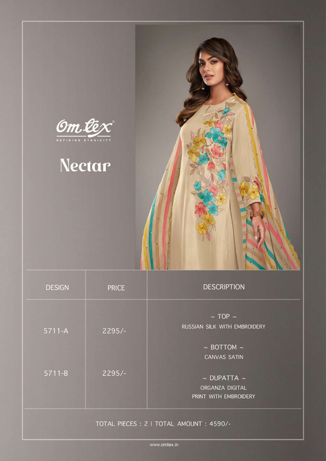 OMTEX NECTAR RUSSIAN SILK EXCLUSIVE SUIT CATALOGUE WHOLESALER 2024