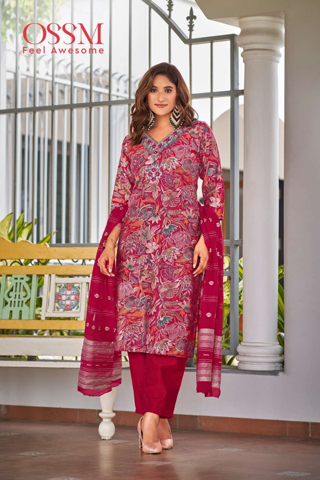 OSSM MUSKAN VOL 5 MODEL PRINT KURTI PANT WITH DUPATTA LATEST CATALOGUE 2024