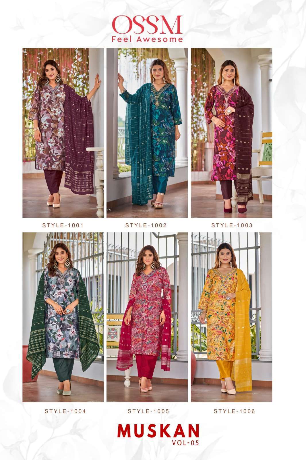 OSSM MUSKAN VOL 5 MODEL PRINT KURTI PANT WITH DUPATTA LATEST CATALOGUE 2024