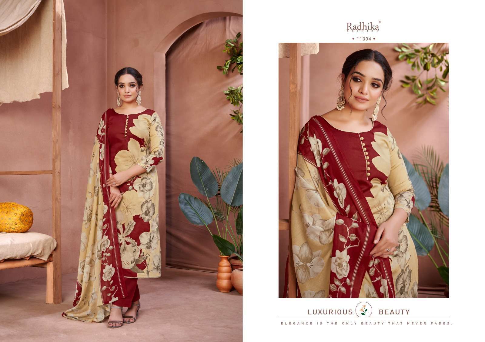RADHIKA AZARA FLORAL PURE JAM COTTON LADIES SUIT CATALOGUE 2024