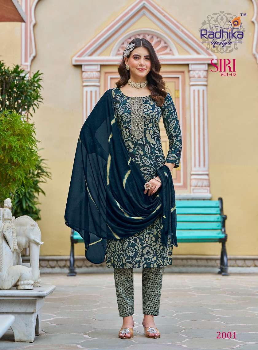 RADHIKA LIFESTYLE SIRI VOL 2 READYMADE 3 PIECE SET CATALOGUE WHOLESALER 