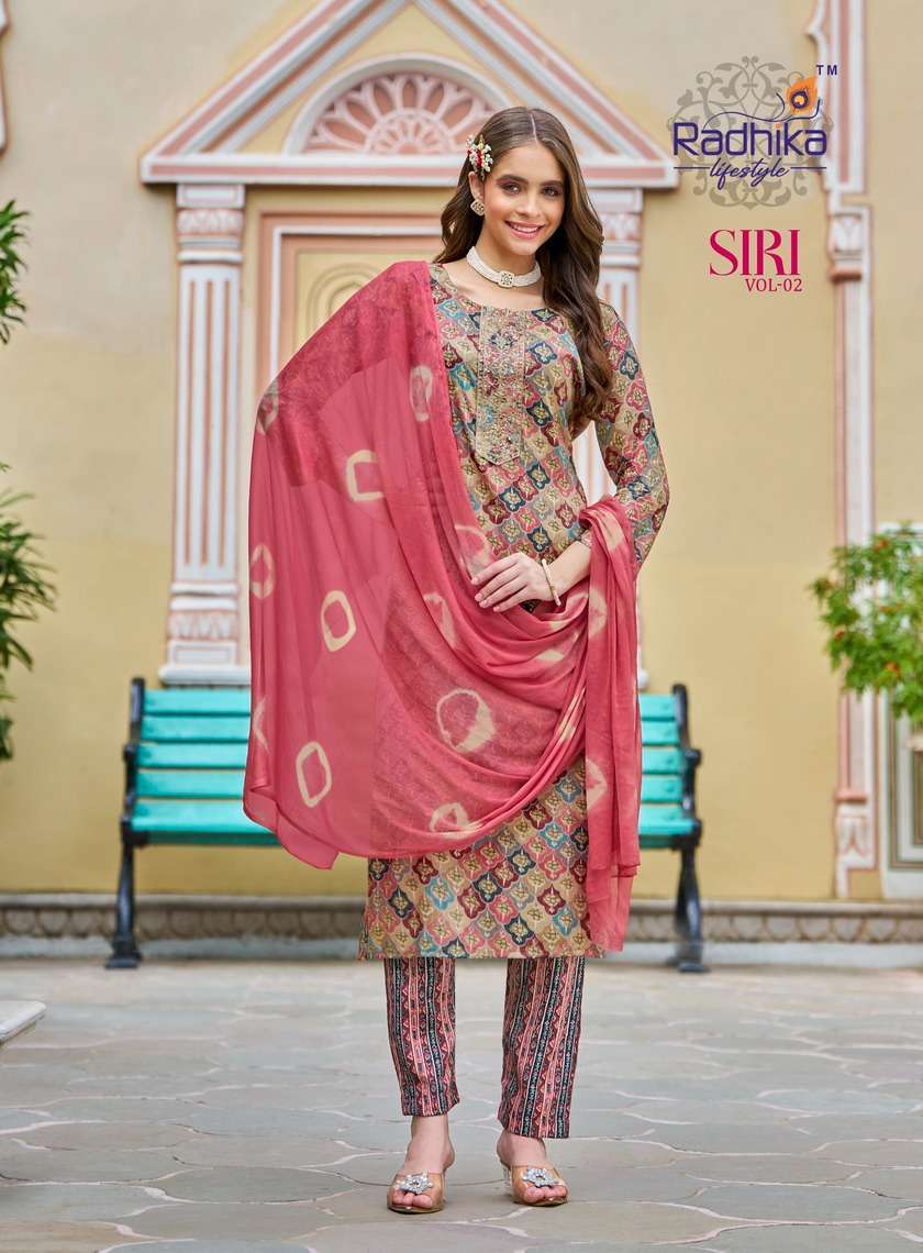 RADHIKA LIFESTYLE SIRI VOL 2 READYMADE 3 PIECE SET CATALOGUE WHOLESALER 