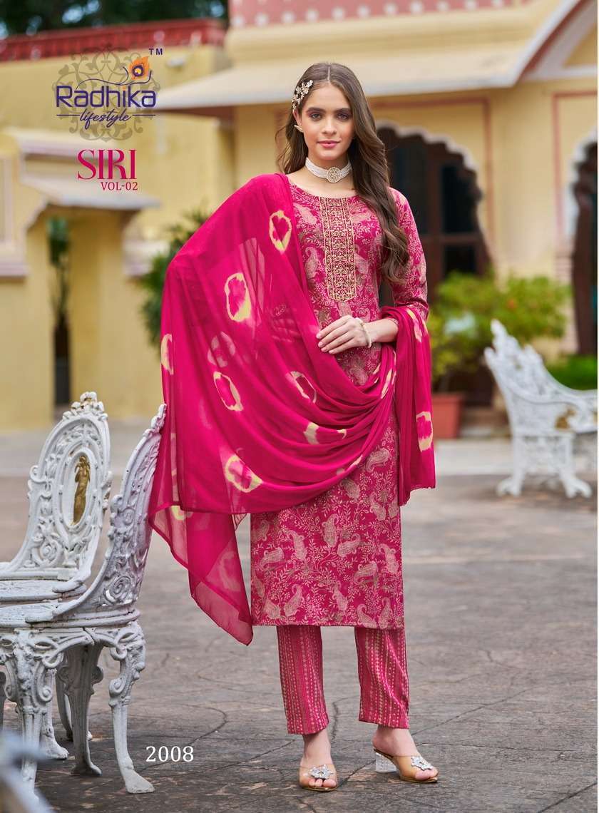 RADHIKA LIFESTYLE SIRI VOL 2 READYMADE 3 PIECE SET CATALOGUE WHOLESALER 