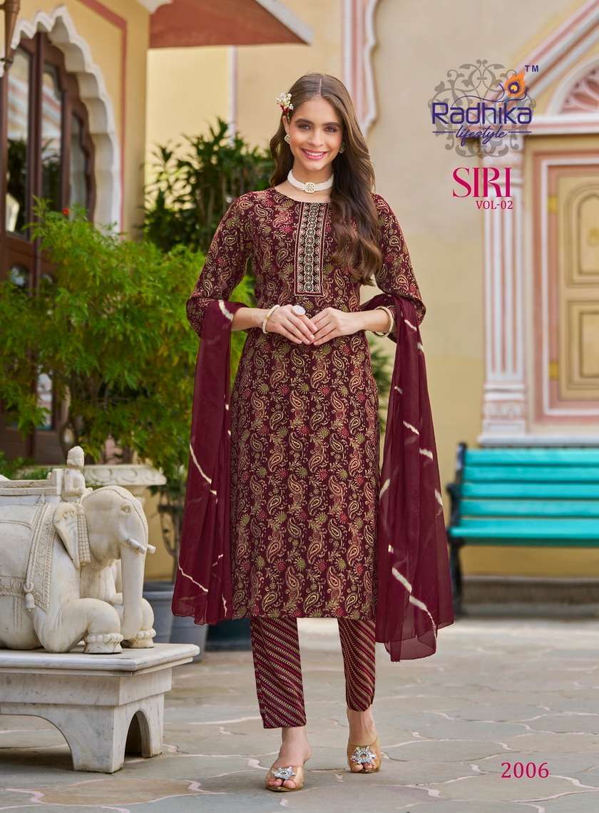 RADHIKA LIFESTYLE SIRI VOL 2 READYMADE 3 PIECE SET CATALOGUE WHOLESALER 