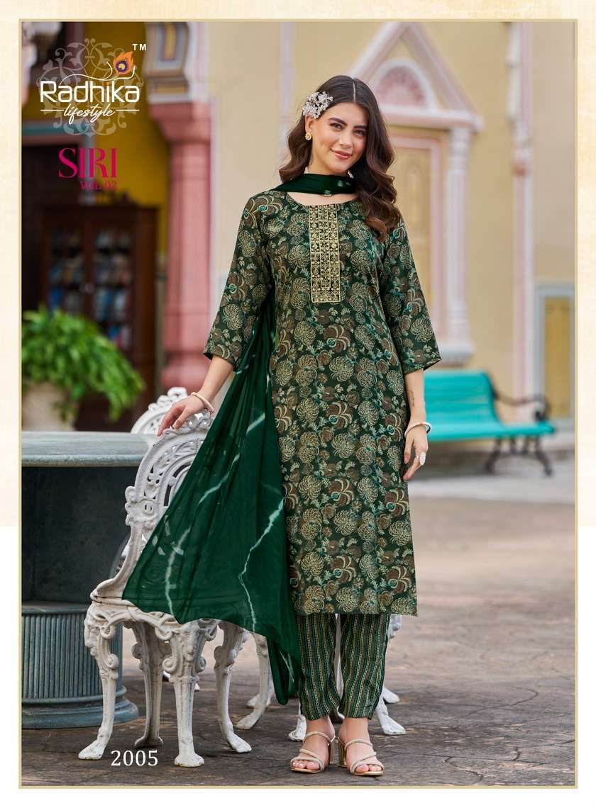 RADHIKA LIFESTYLE SIRI VOL 2 READYMADE 3 PIECE SET CATALOGUE WHOLESALER 