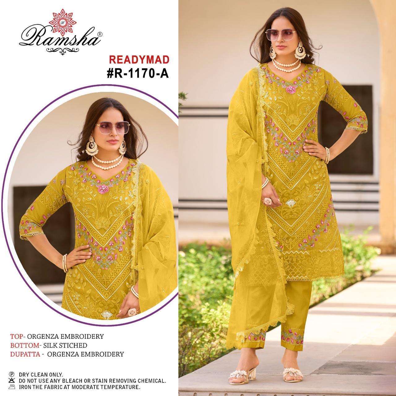 RAMSHA R 1170 NX PAKISTANI KURTI BOTTOM DUPATTA SET CATALOGUE WHOLESALER 