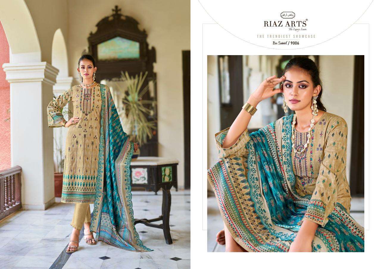 RIAZ ART BIN SAEED FANCY LADIES WEAR COTTON SUIT CATALOGUE WHOLESALER 