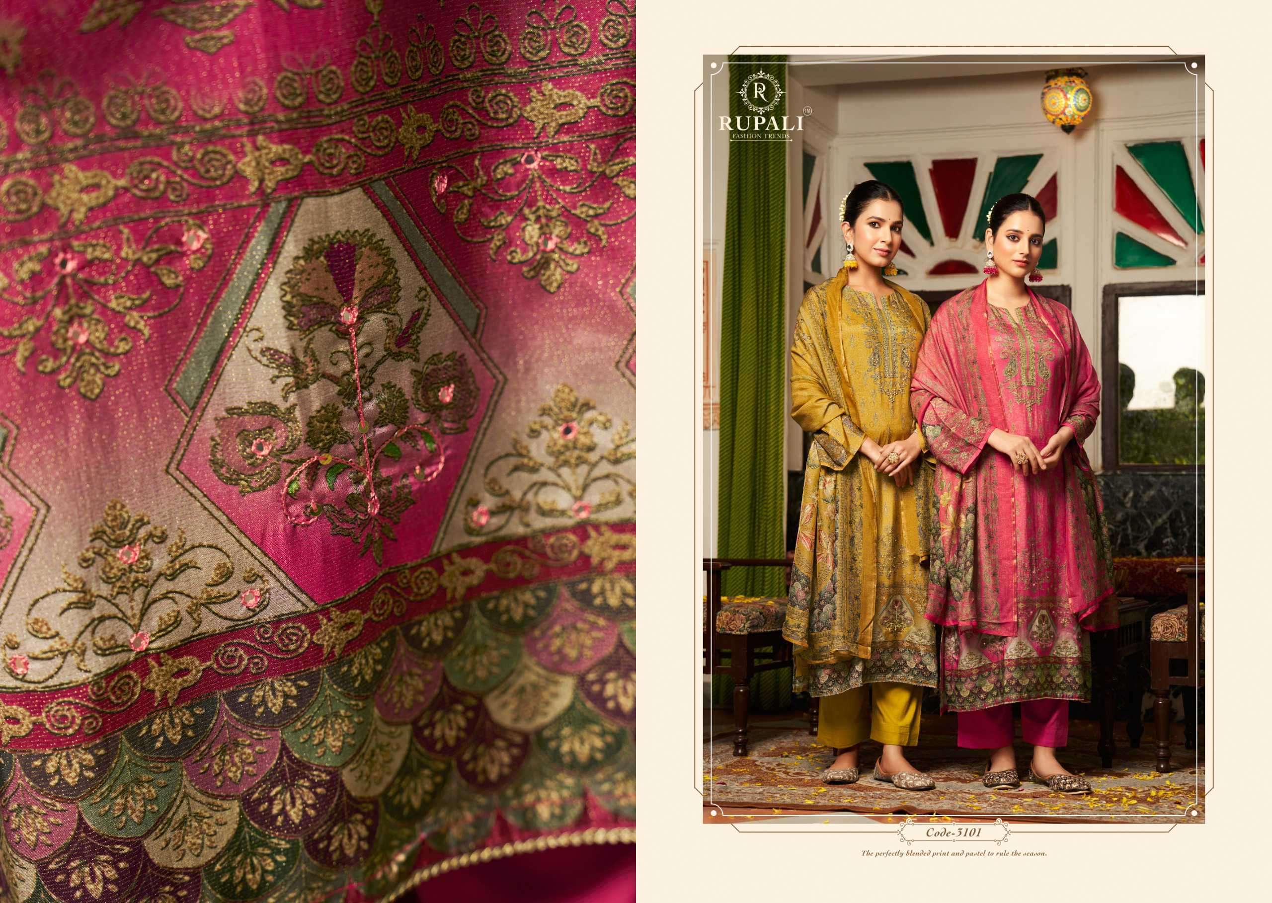 RUPALI FASHION RAJVI DIGITAL PRINTED FANCY MUSLIN SUIT CATALOGUE BEST RATE 