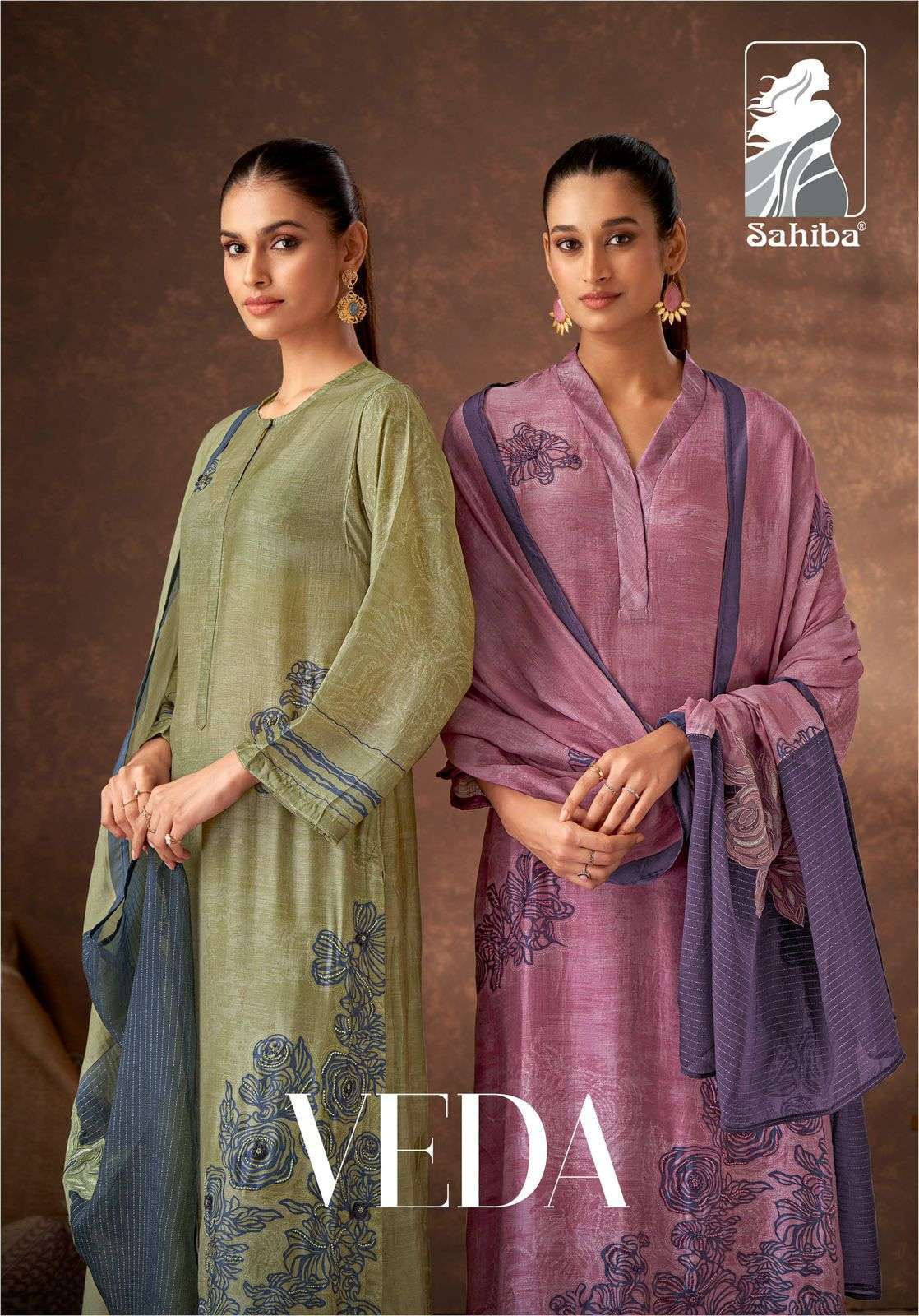 SAHIBA VEDA FANCY MUSLIN SILK SALWER SUIT CATALOGUE WHOLESALER 