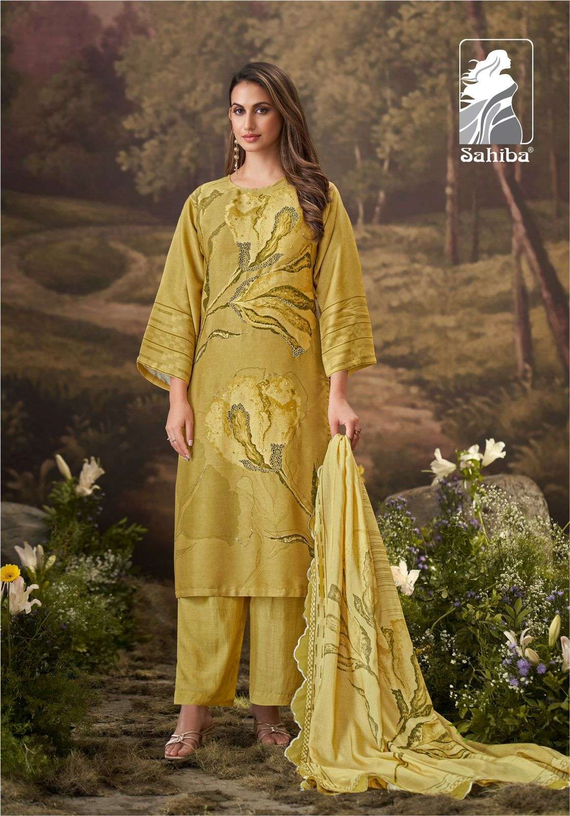 SAHIBA VRISHA FANCY DIGITAL PRINTED VISCOSE PATTERN SUIT CATALOGUE 2024
