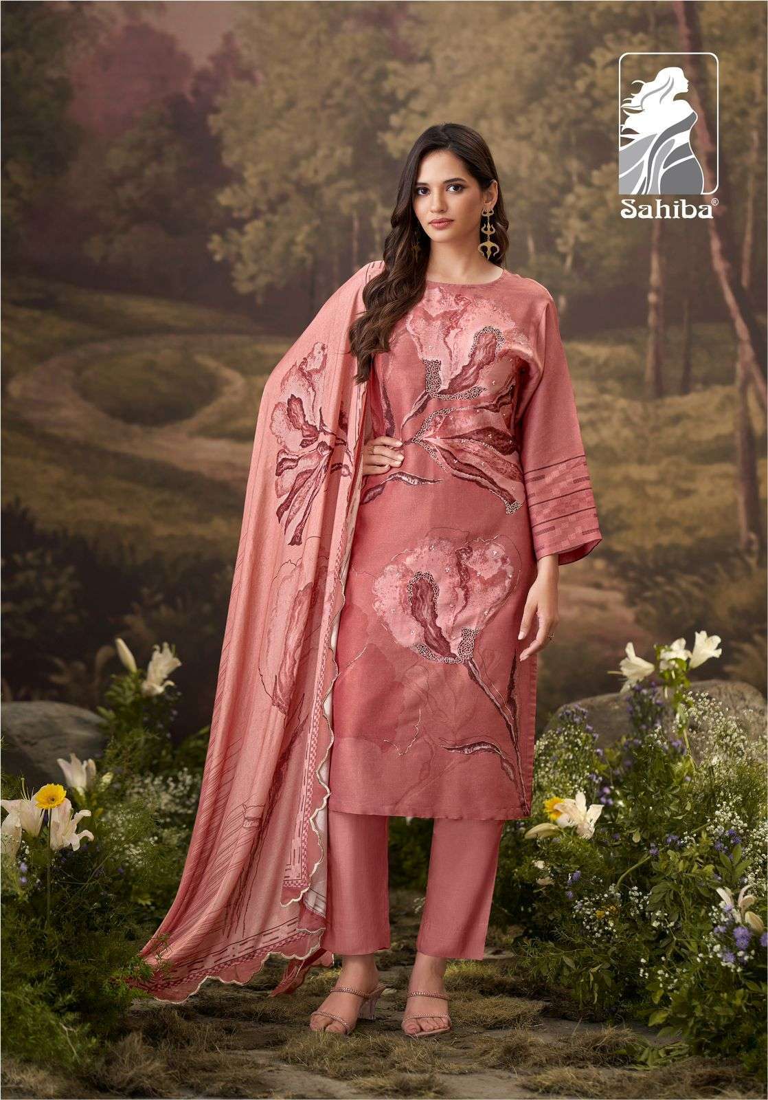 SAHIBA VRISHA FANCY DIGITAL PRINTED VISCOSE PATTERN SUIT CATALOGUE 2024