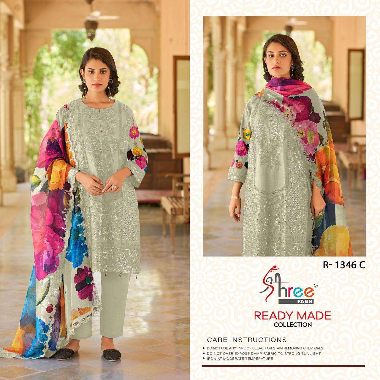 SHREE FAB R 1346 COLORS COTTON DESIGN PAKISTANI READYMADE SUIT WHOLESALER 2024