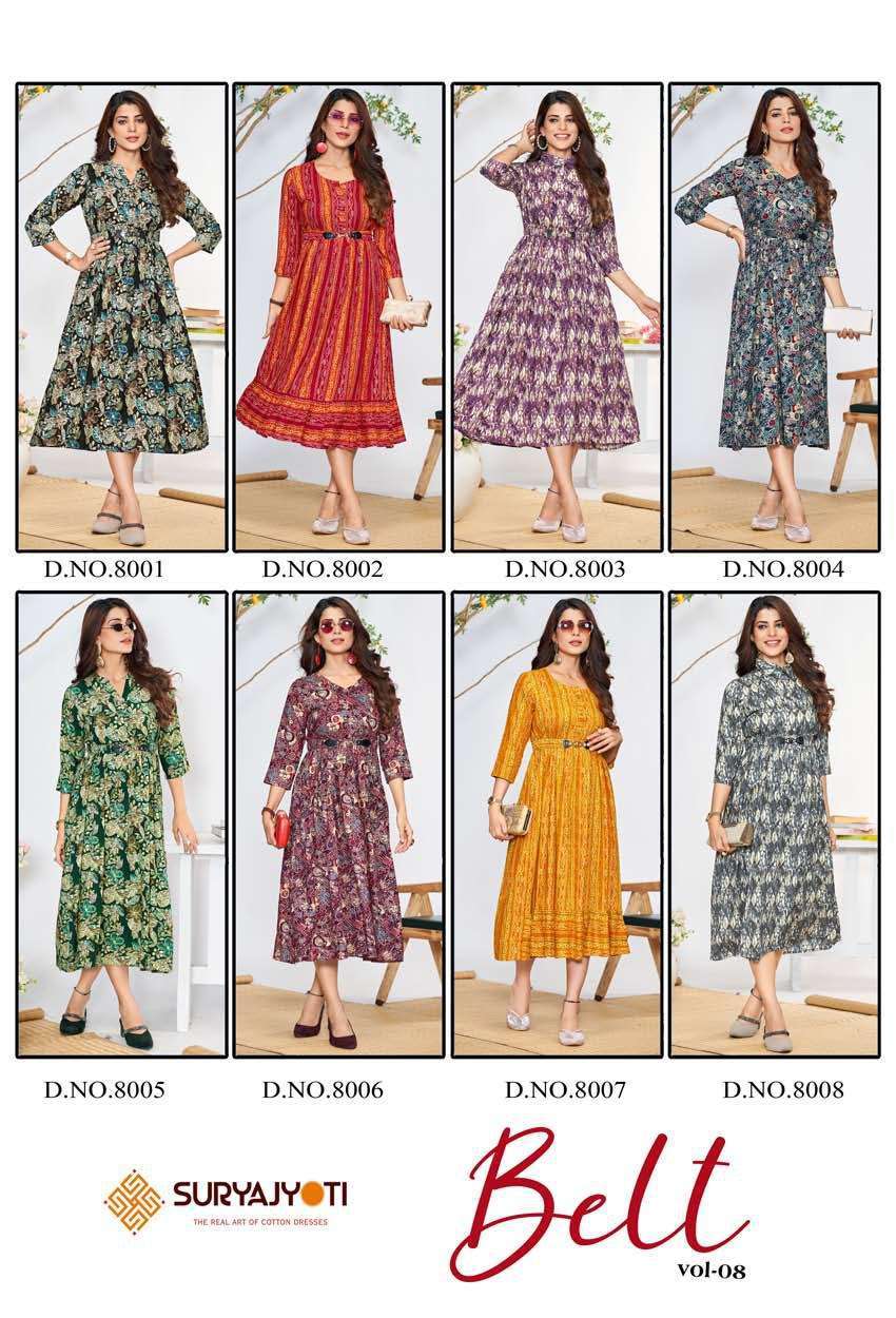 SURYAJYOTI BELT VOL 8 FLAR KURTI CATALOGUE SUPPLIER IN SURAT 2024