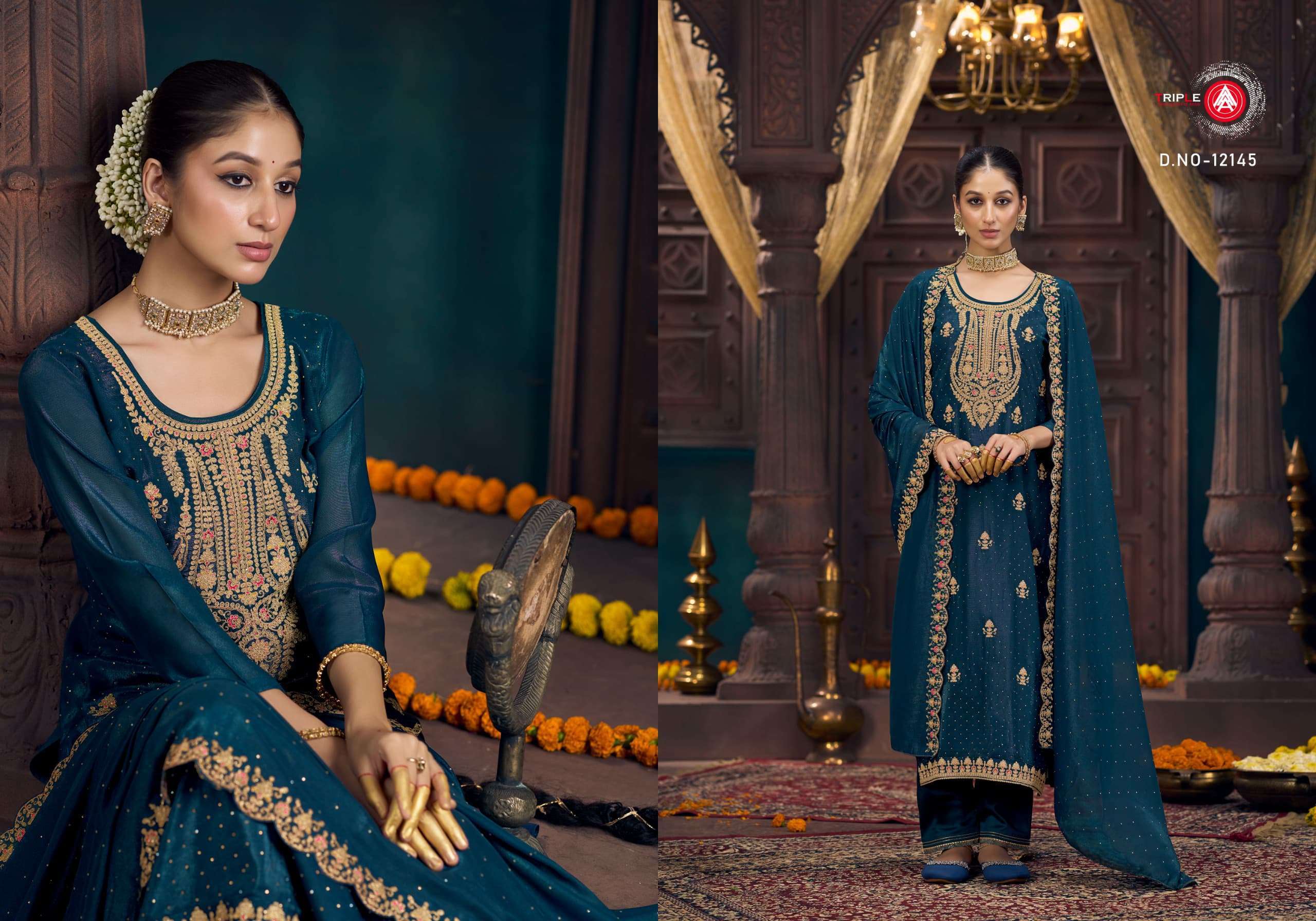 TRIPLE AAA XANDER PARTYWEAR GEORGETTE SUIT CATALOG EXPORTER 2024