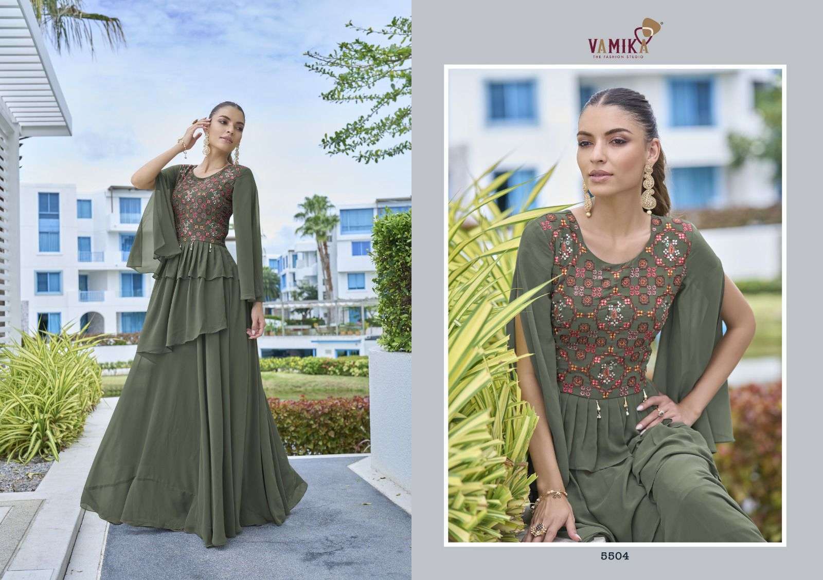 VAMIKA MIRZA DESIGNER INDO WESTERN GOWN CATALOG EXPORTER 2024