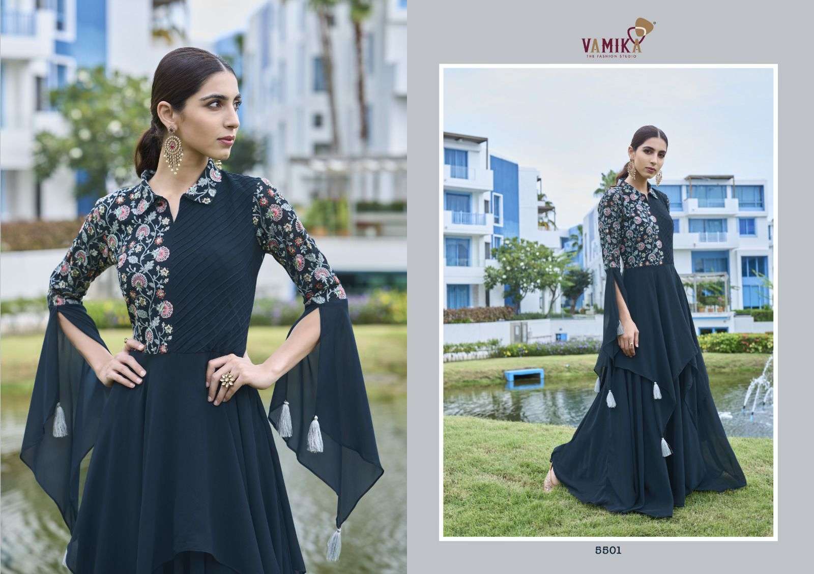 VAMIKA MIRZA DESIGNER INDO WESTERN GOWN CATALOG EXPORTER 2024