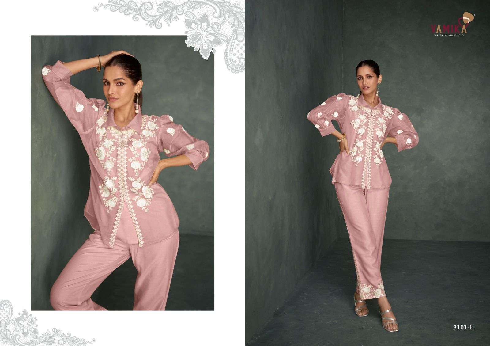 VAMIKA RABYA VOL 1 SILVER FANCY CORD SET NEW COLLECTION EXPORTER 