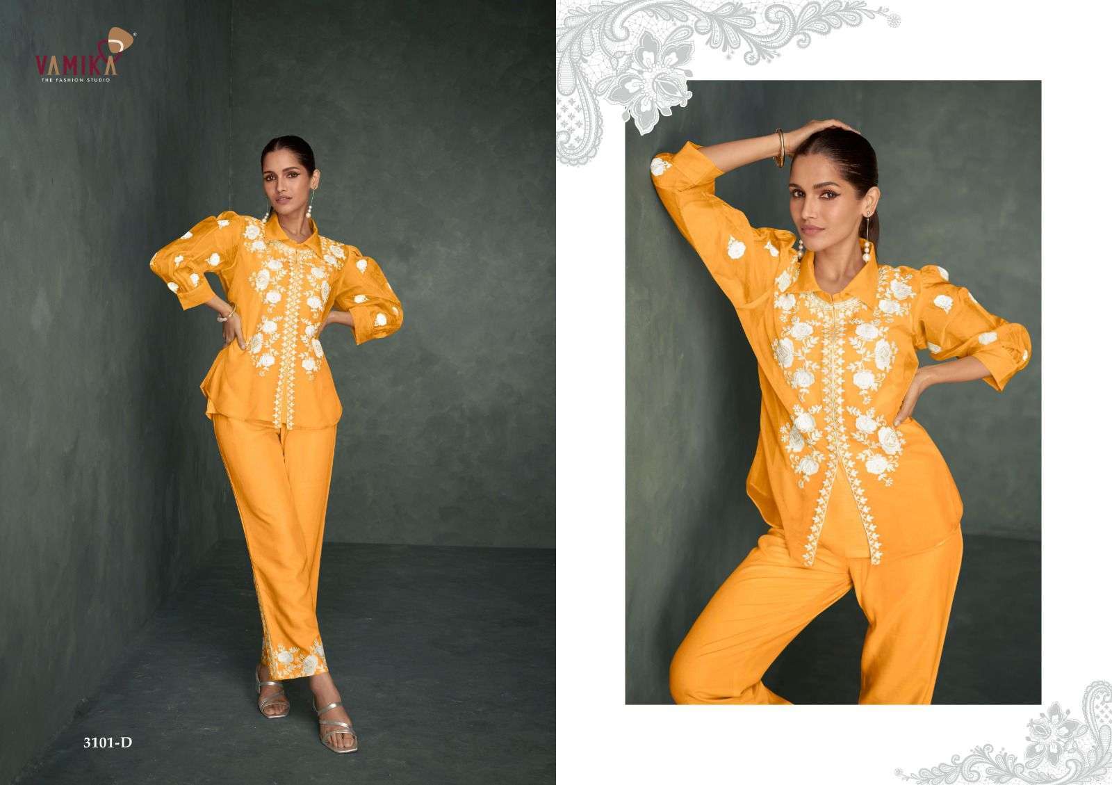 VAMIKA RABYA VOL 1 SILVER FANCY CORD SET NEW COLLECTION EXPORTER 