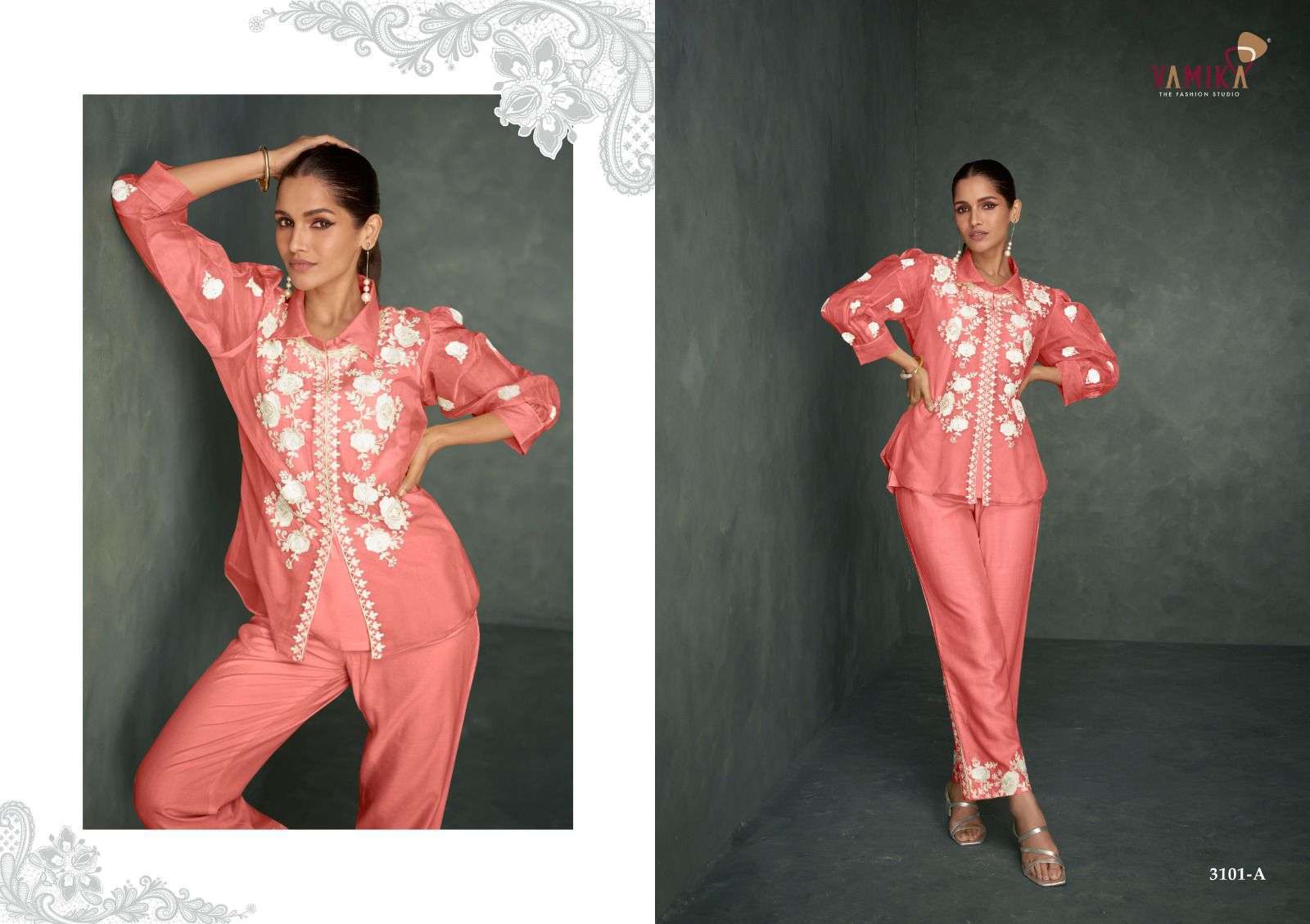 VAMIKA RABYA VOL 1 SILVER FANCY CORD SET NEW COLLECTION EXPORTER 