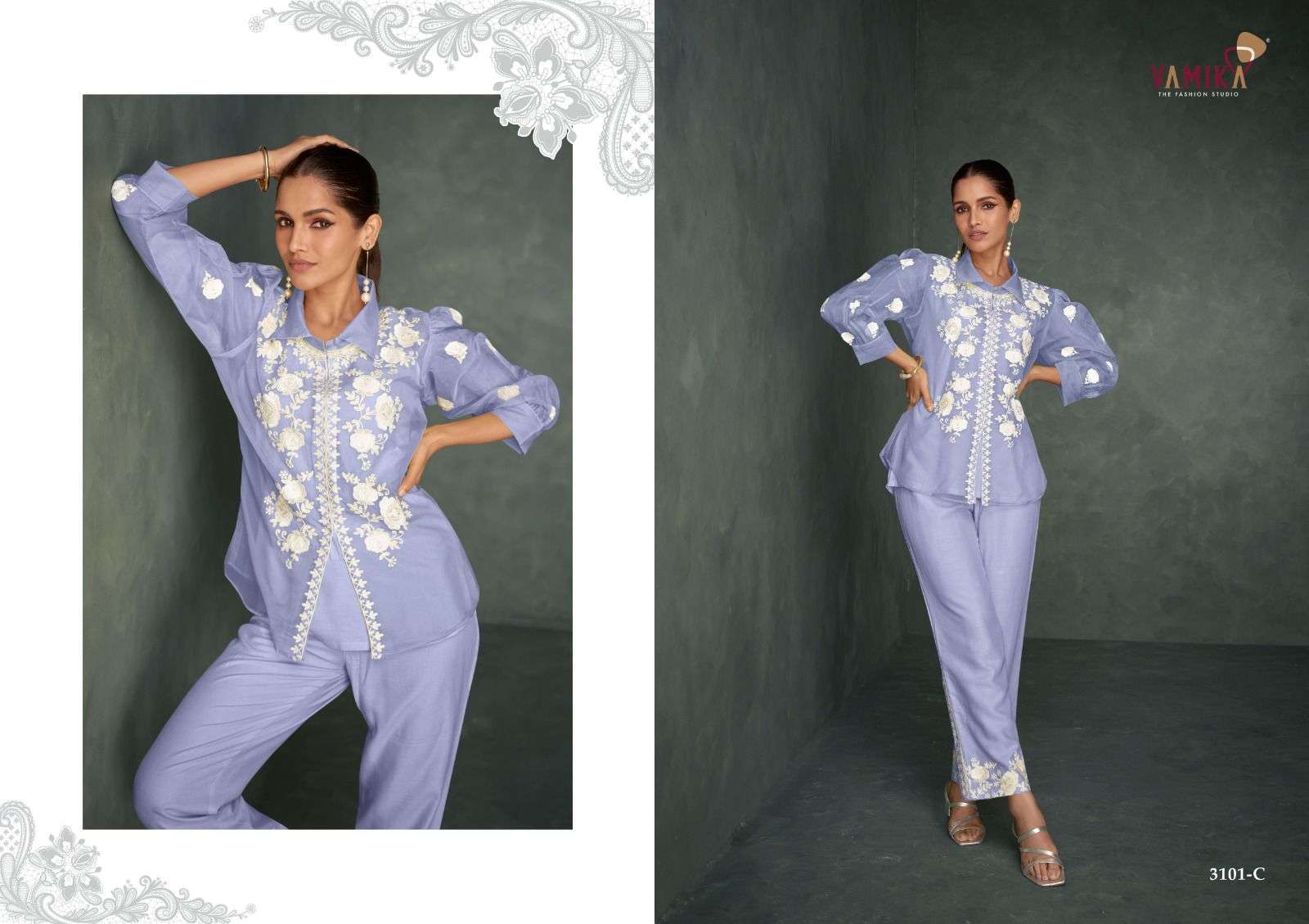 VAMIKA RABYA VOL 1 SILVER FANCY CORD SET NEW COLLECTION EXPORTER 