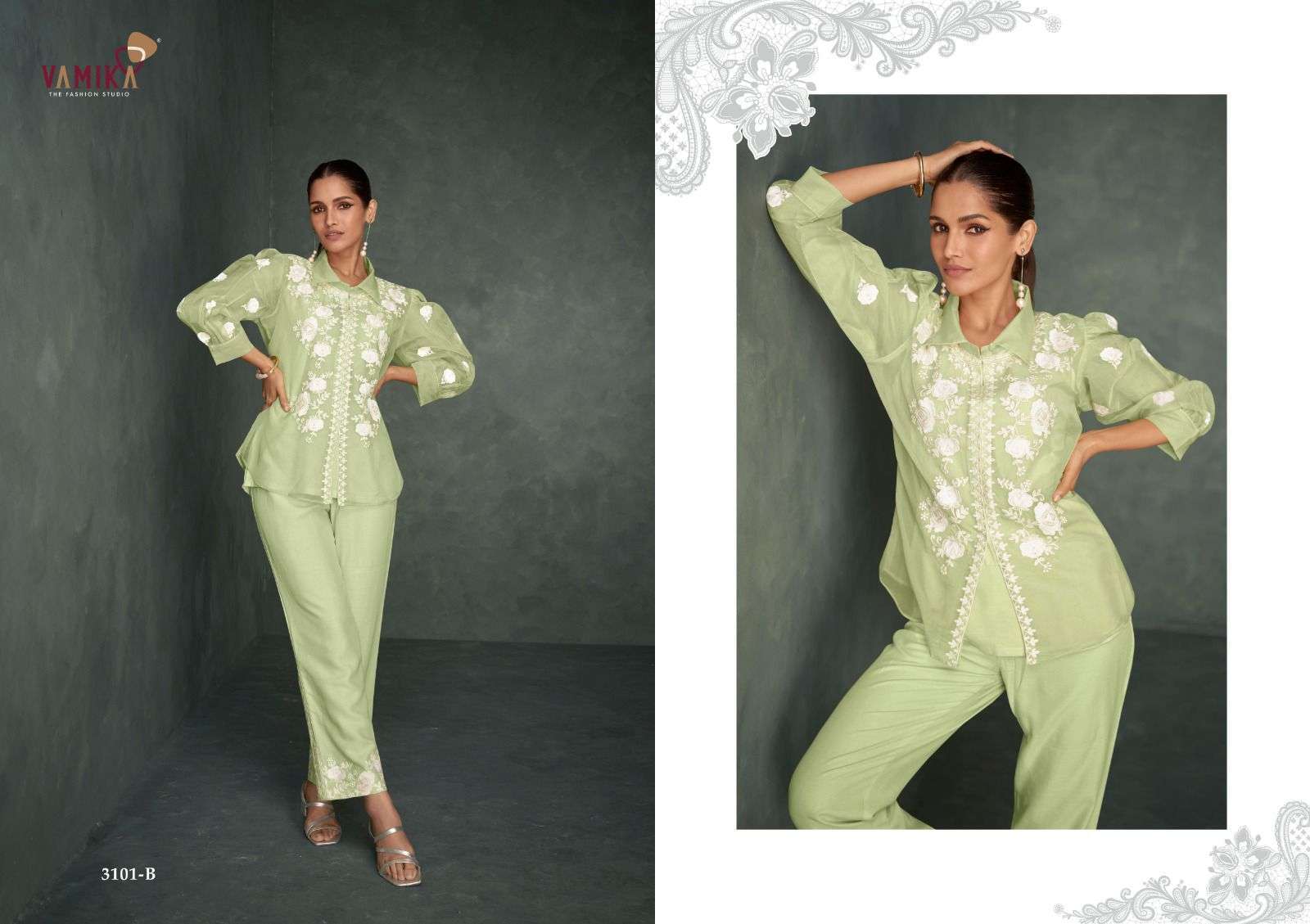 VAMIKA RABYA VOL 1 SILVER FANCY CORD SET NEW COLLECTION EXPORTER 