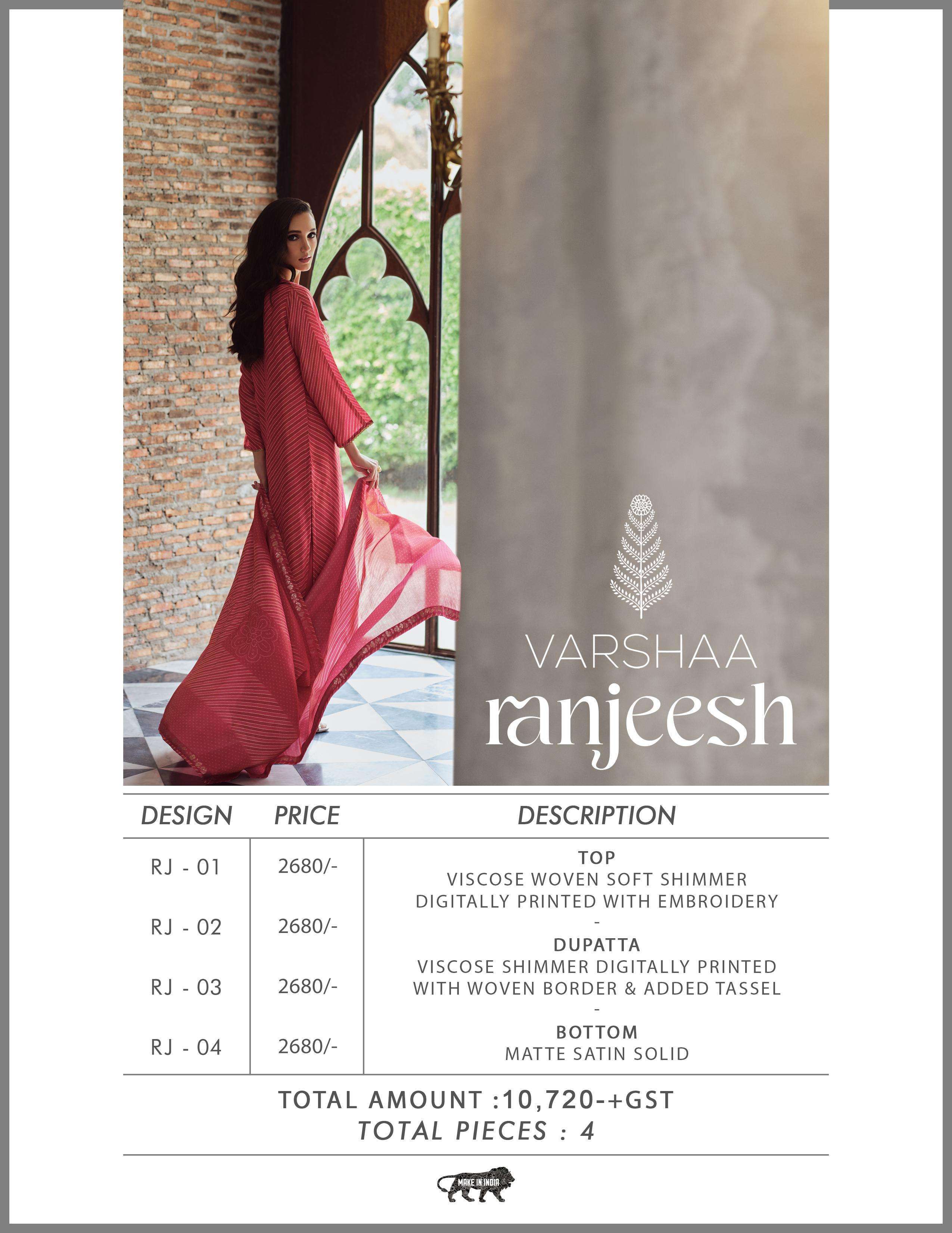 VARSHA RANJEESH DESIGNER WOVEN SUIT CATALOGUE WHOLESALER 