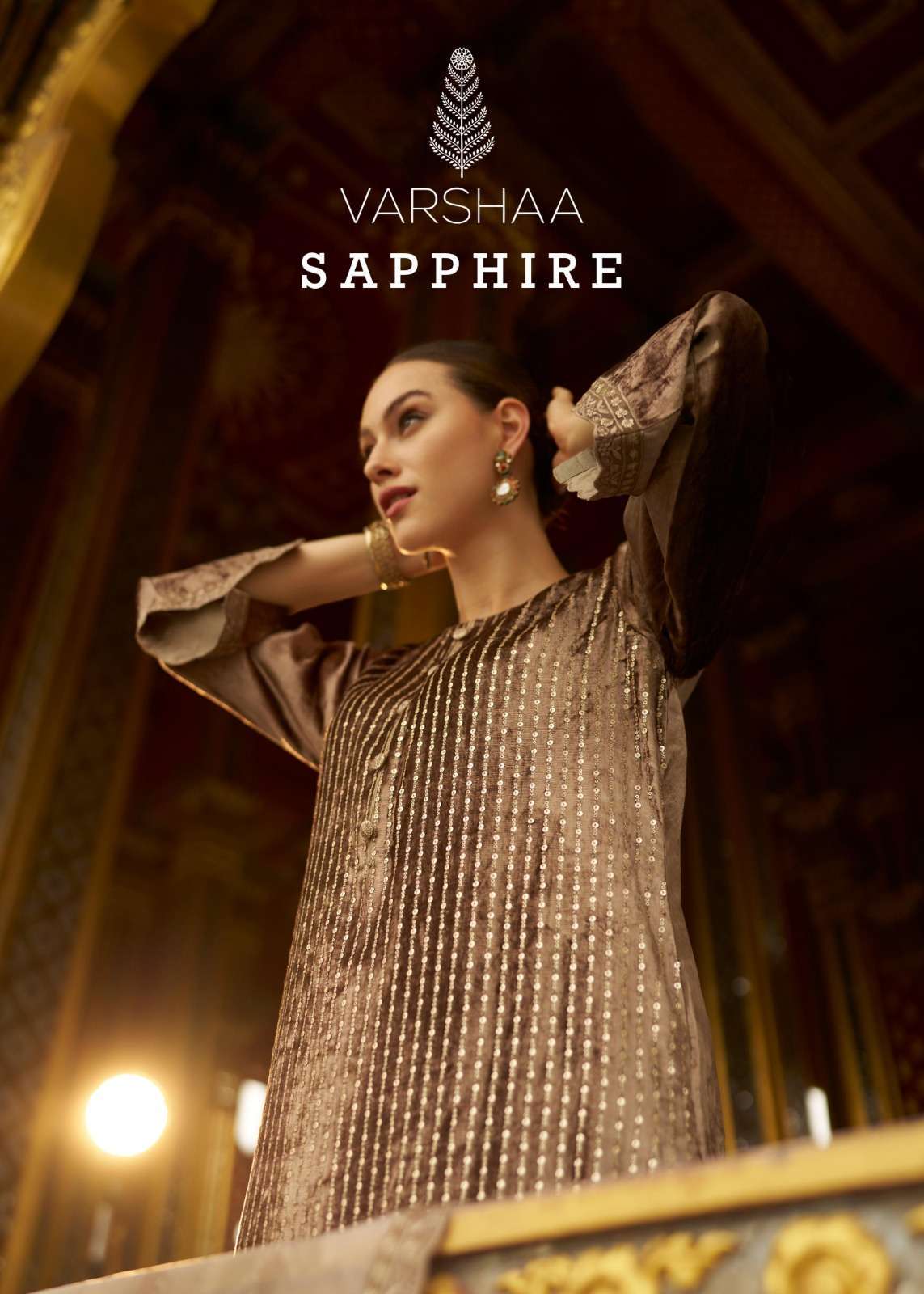 VARSHA SAPPHIRE DESIGNER VELVET PARTYWEAR SUIT CATALOGUE WHOLESALER 