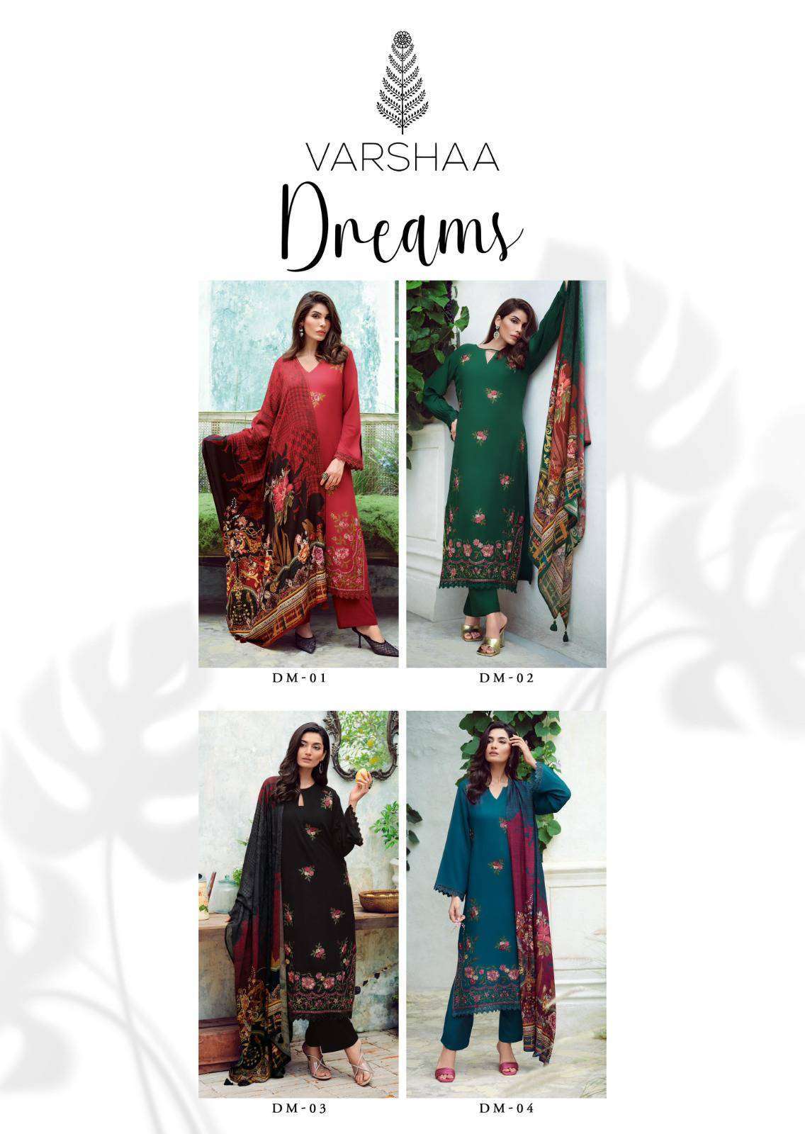 VARSHA SUIT LATEST CATALOGUE DREAMS FANCY MUSLIN SUIT CATALOG DEALER VARSHA SUIT