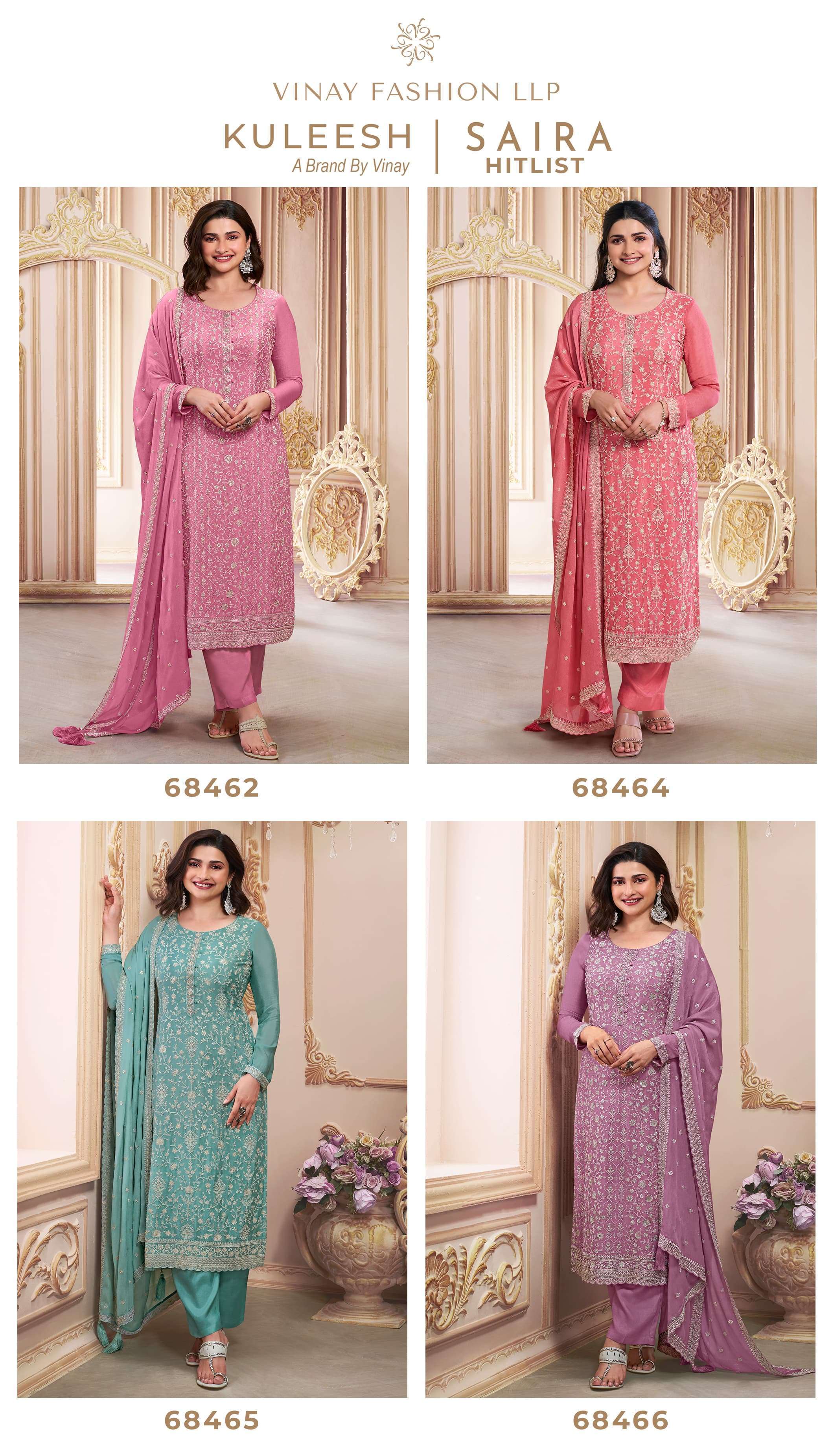 VINAY FASHION KULEESH SAIRA HIT LIST CHINON SUIT CATALOG WHOLESALER 2024