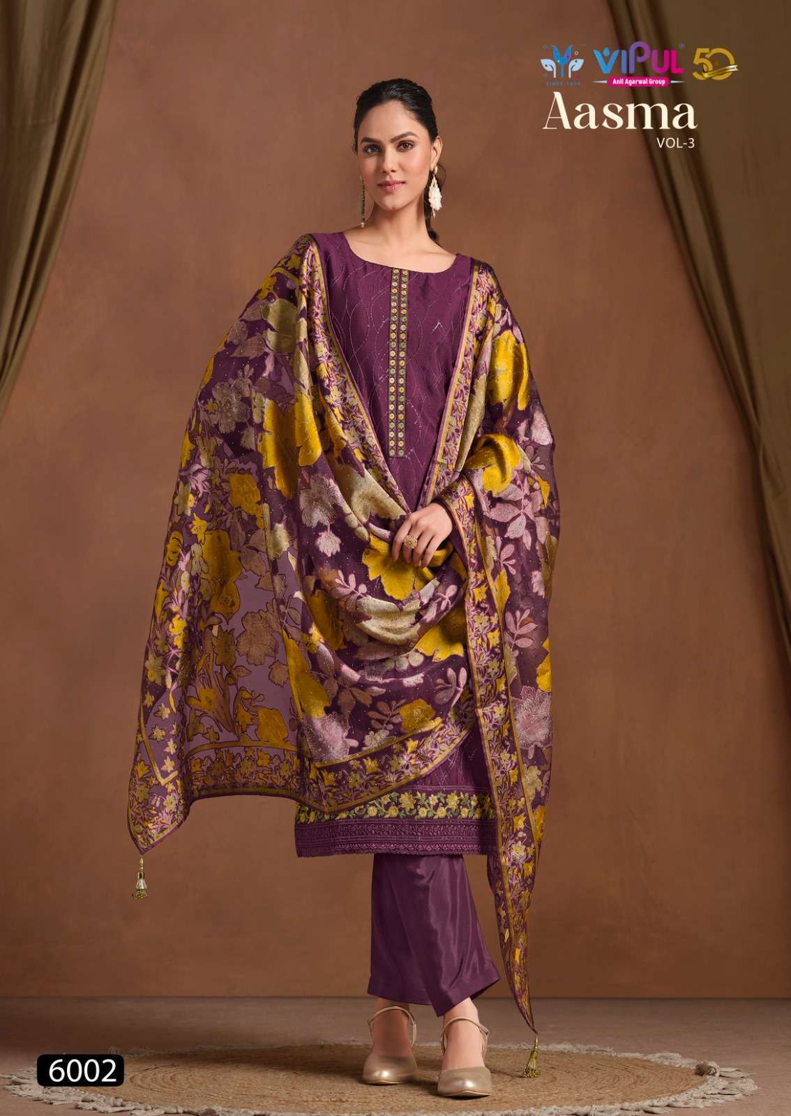 VIPUL AASMA VOL 3 FANCY CHINON SUIT CATALOG WHOLESALER EXPORTER 2024
