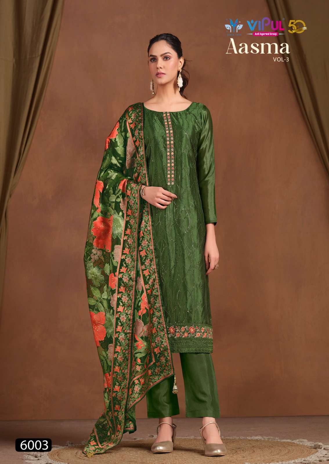 VIPUL AASMA VOL 3 FANCY CHINON SUIT CATALOG WHOLESALER EXPORTER 2024