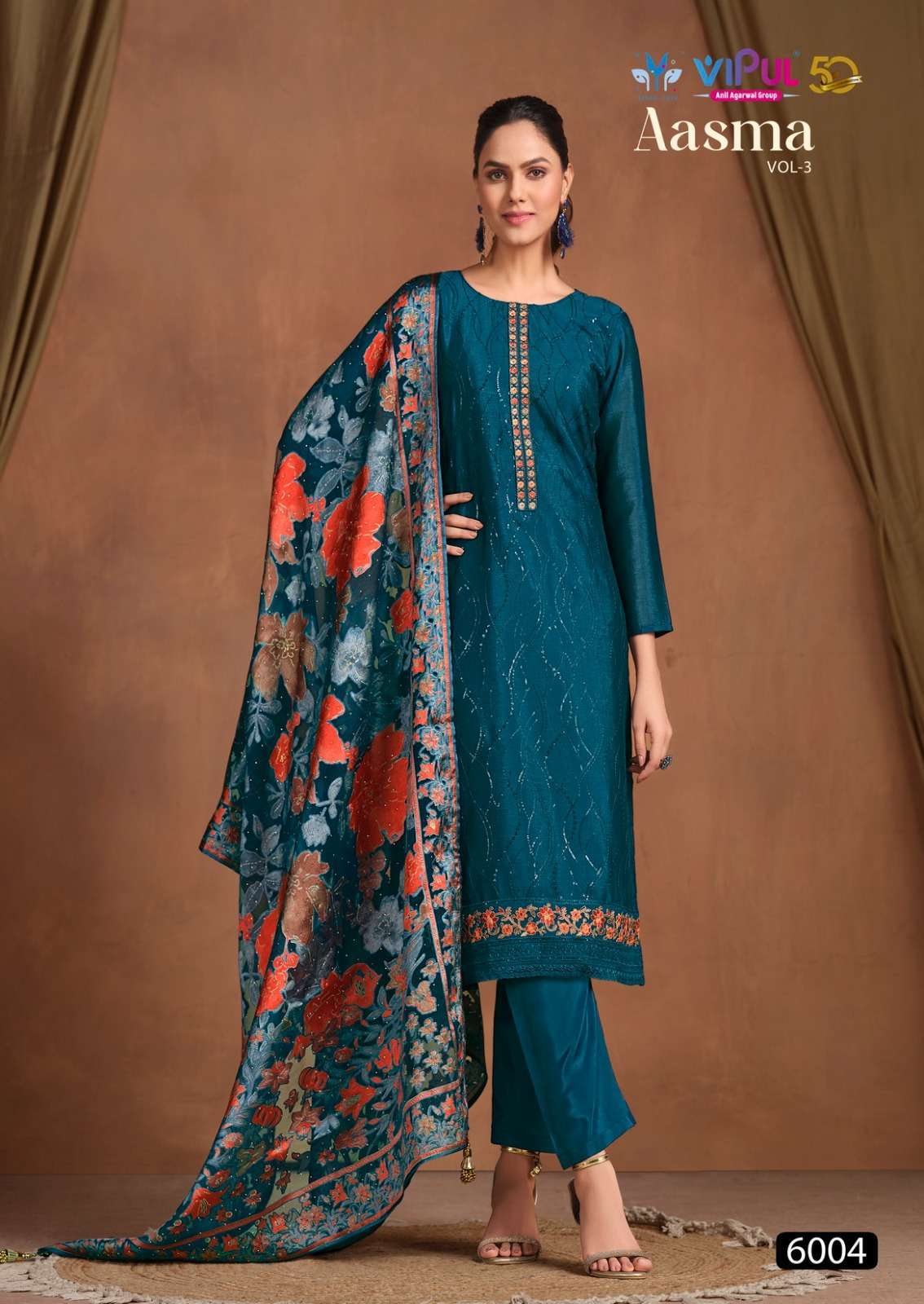 VIPUL AASMA VOL 3 FANCY CHINON SUIT CATALOG WHOLESALER EXPORTER 2024