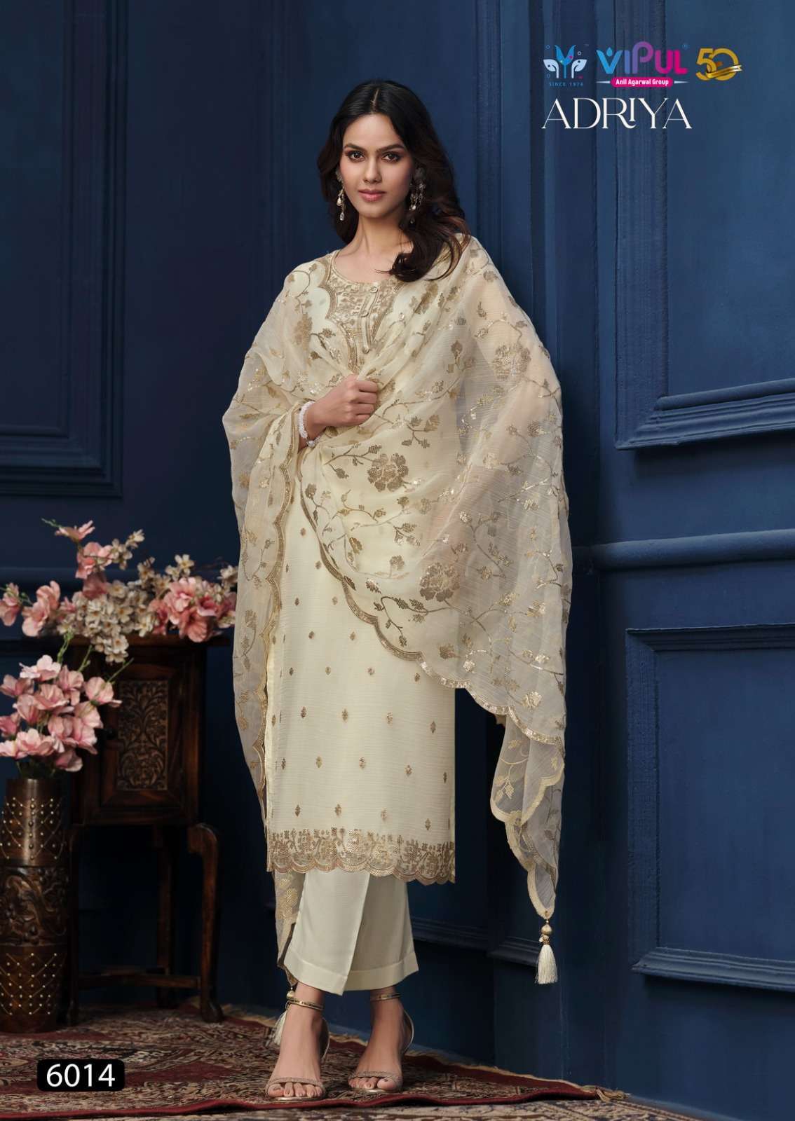 VIPUL FASHION ADRIYA LATEST DESIGNER CHIFFON ORGANZA SUIT CATALOGUE EXPORTER VIPUL FASHION