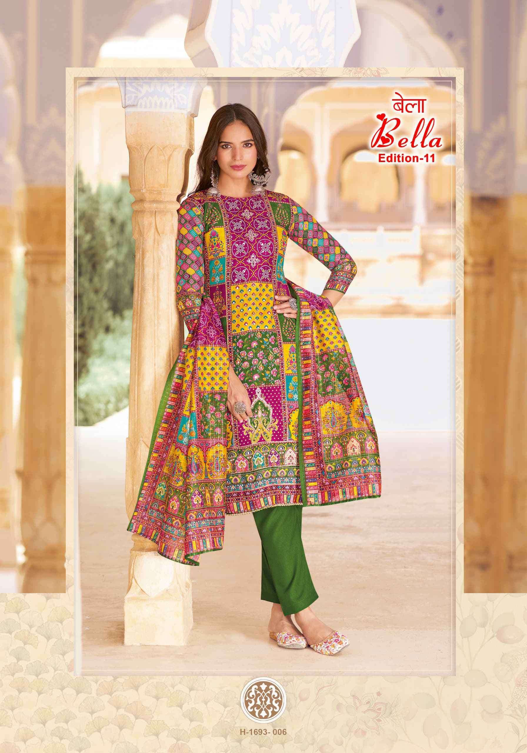 ALOK SUIT BELLA EDITION 11 PURE MUSLIN LADIES SUIT CATALOG EXPORTER IN SURAT 