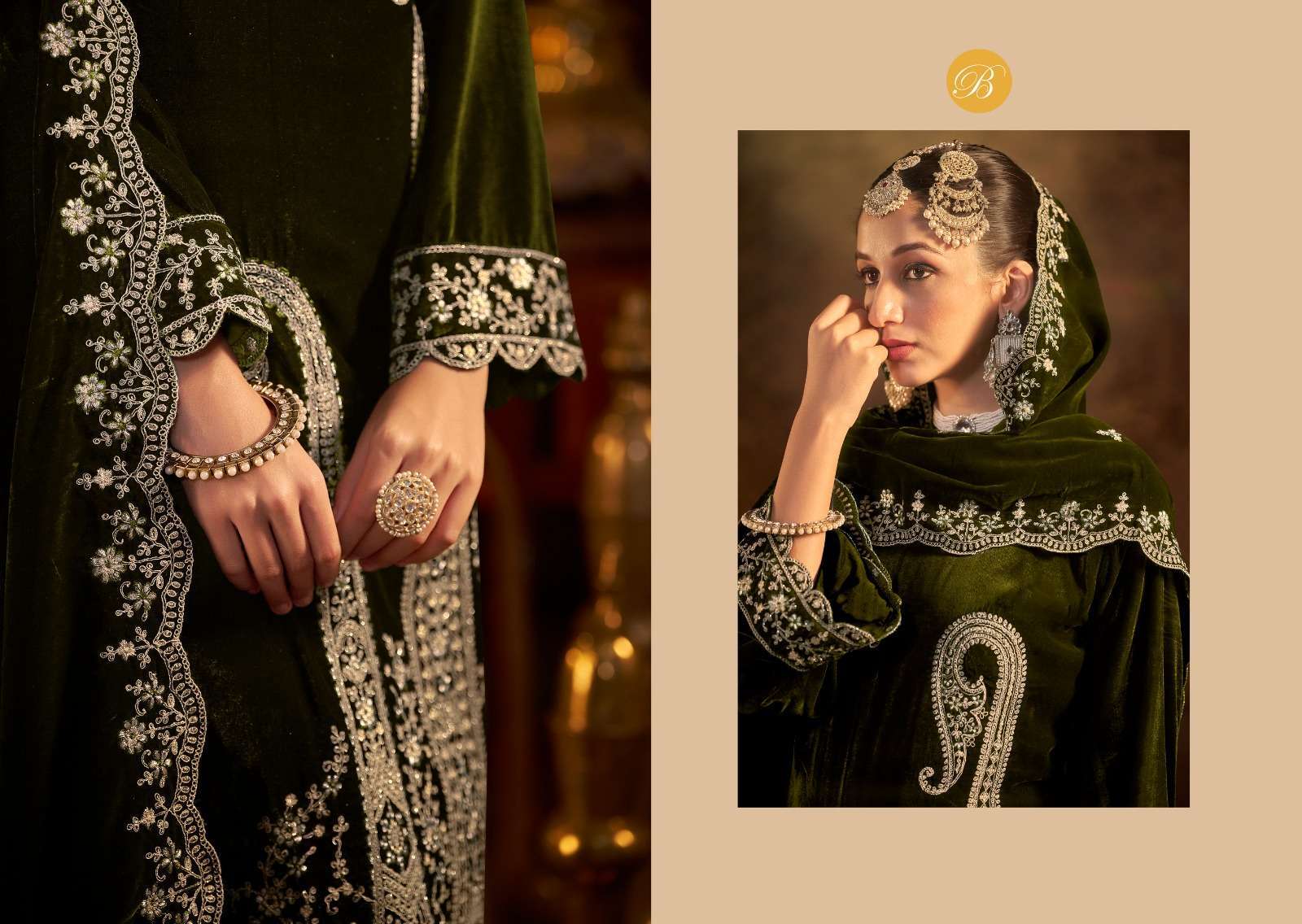 BELLIZA WINTER LUXURY DESIGNER WORK VELVET SUIT CATALOG EXPORTER 2024