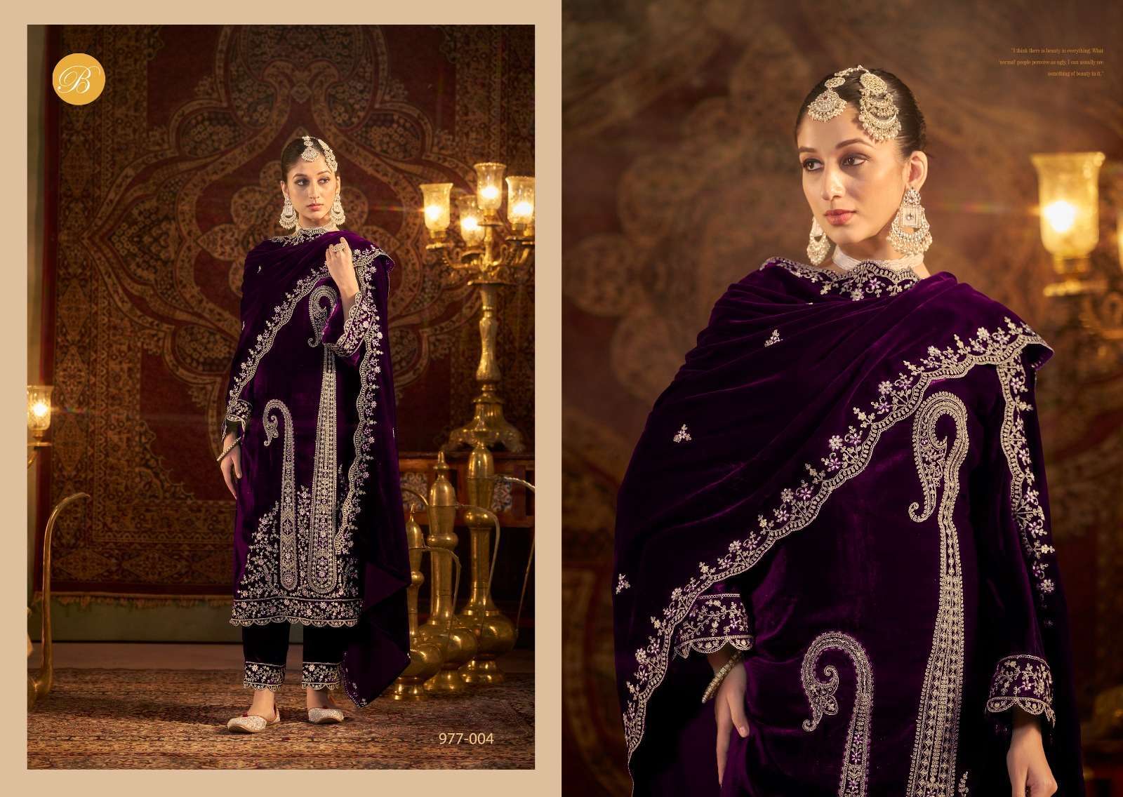 BELLIZA WINTER LUXURY DESIGNER WORK VELVET SUIT CATALOG EXPORTER 2024