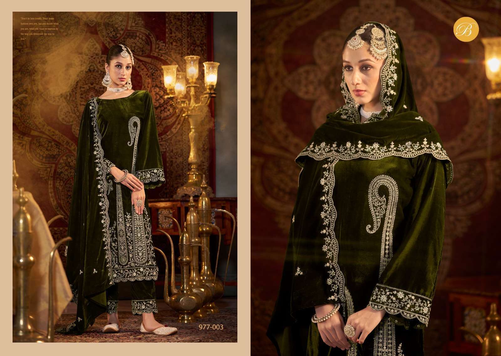 BELLIZA WINTER LUXURY DESIGNER WORK VELVET SUIT CATALOG EXPORTER 2024