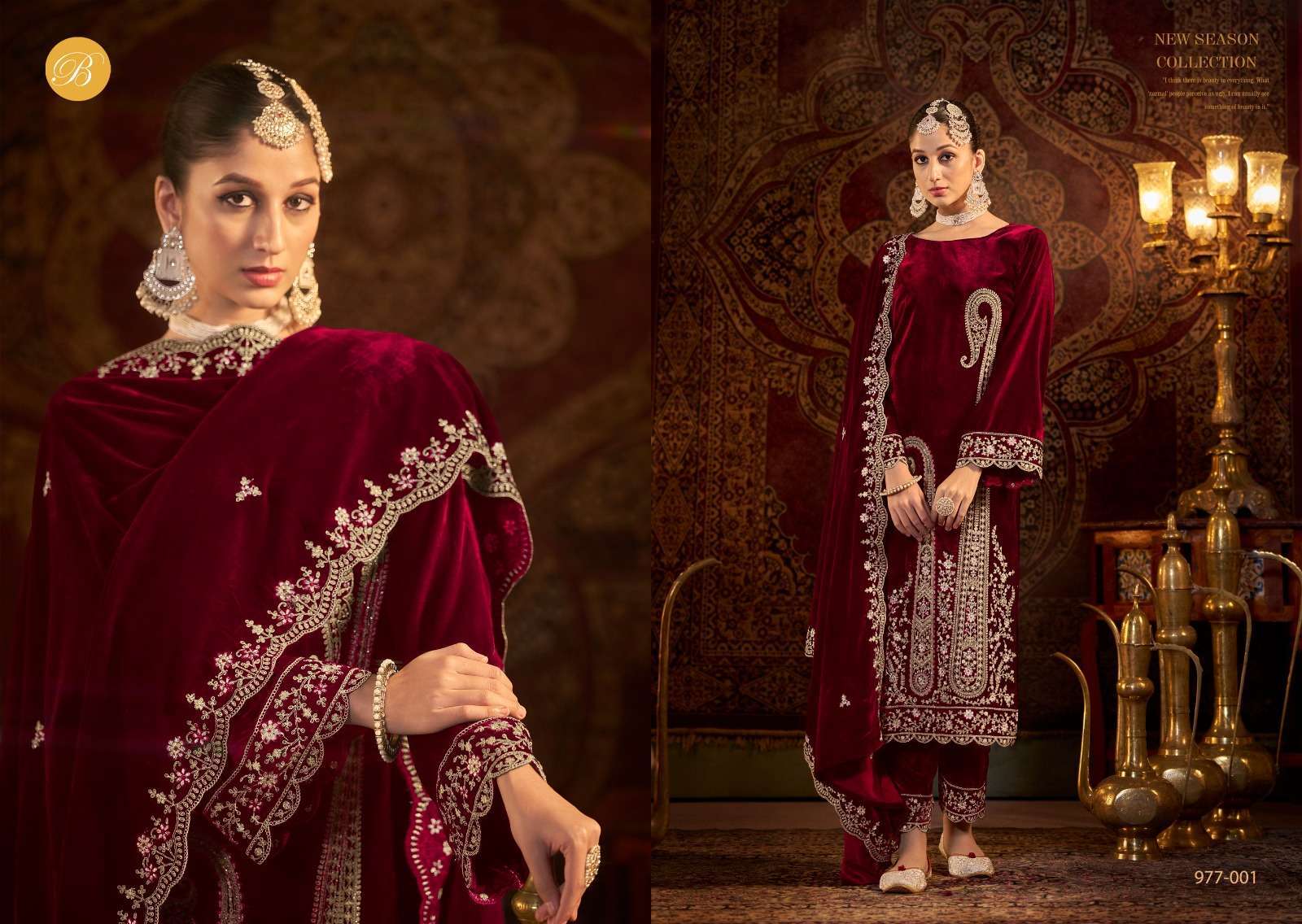 BELLIZA WINTER LUXURY DESIGNER WORK VELVET SUIT CATALOG EXPORTER 2024