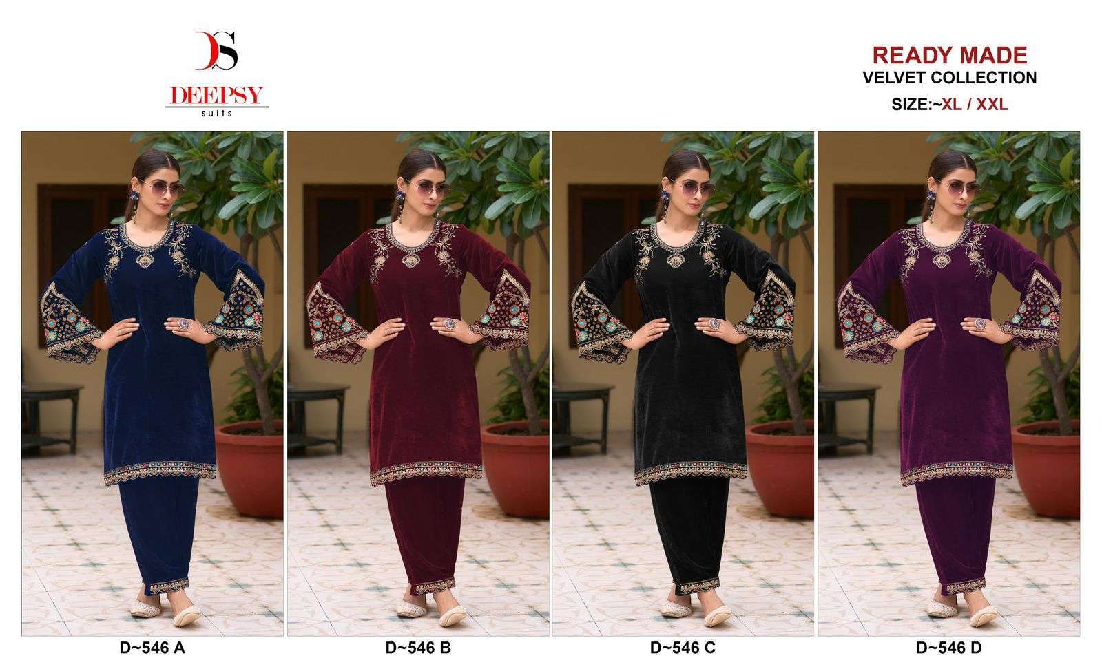 DEEPSY D 546 COLORS READYMADE VELVET TOP BOTTOM PAKISTANI COLLECTION 