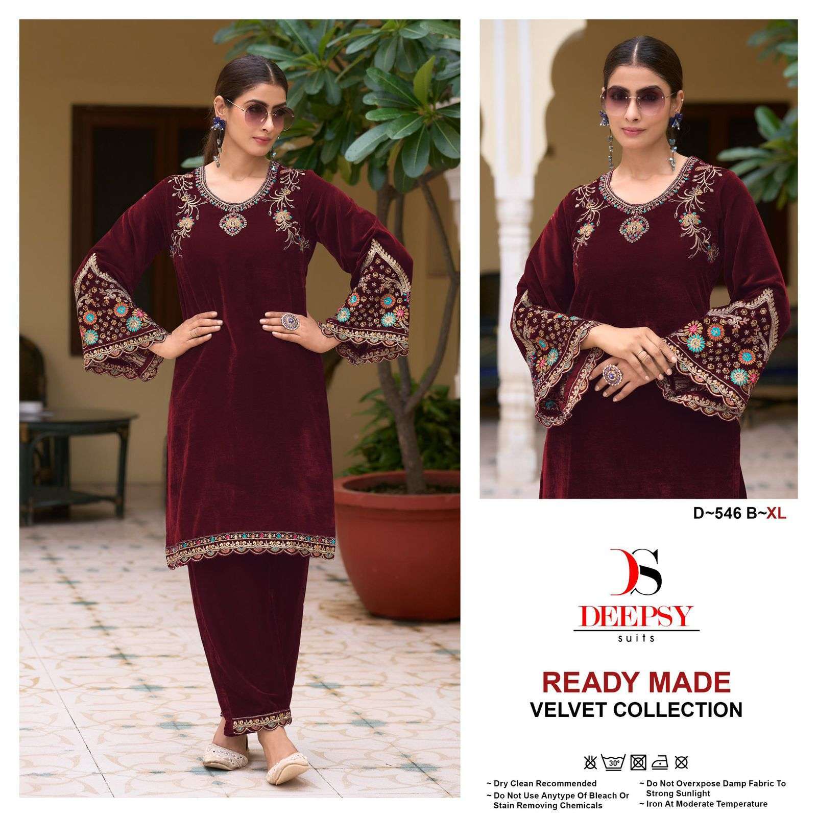 DEEPSY D 546 COLORS READYMADE VELVET TOP BOTTOM PAKISTANI COLLECTION 