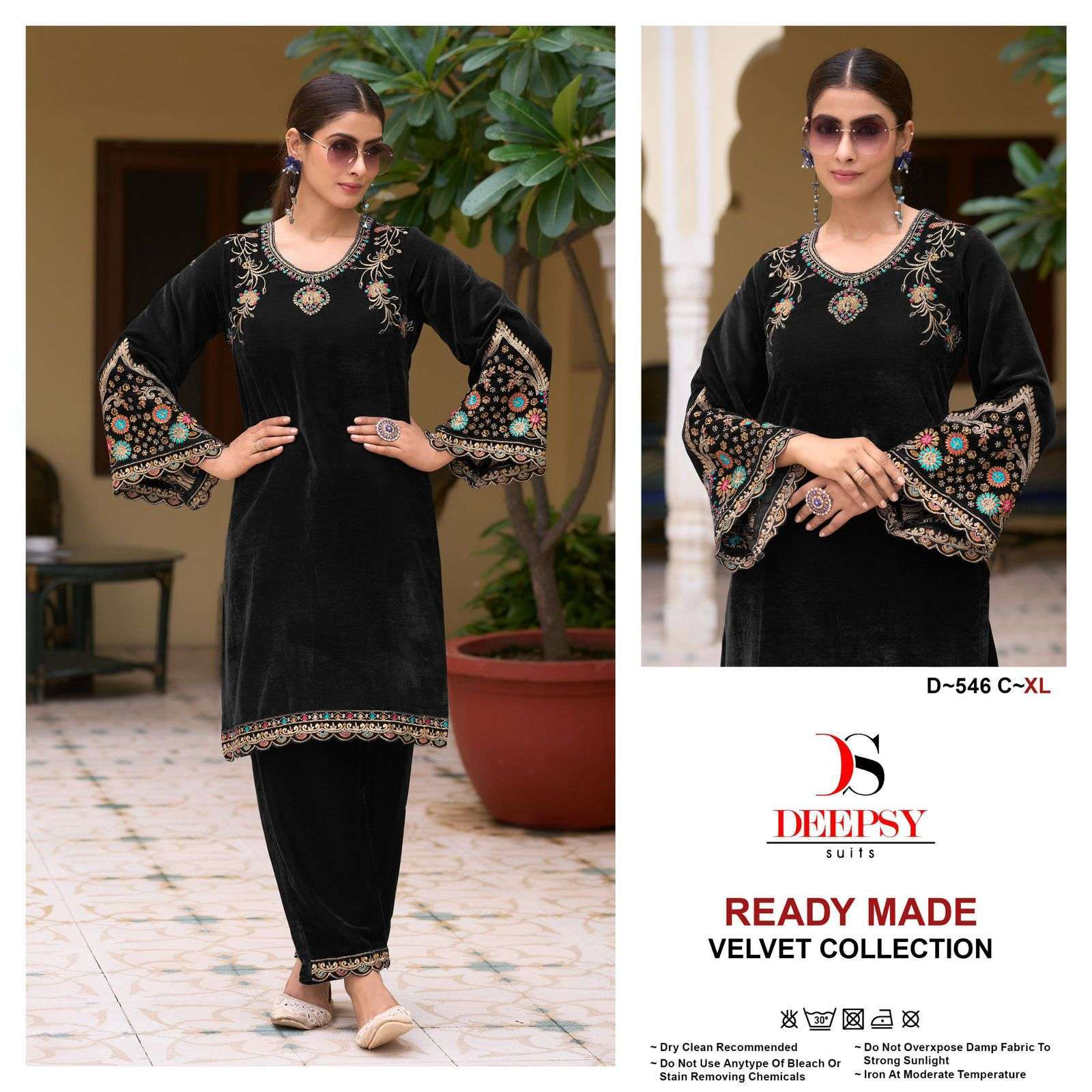 DEEPSY D 546 COLORS READYMADE VELVET TOP BOTTOM PAKISTANI COLLECTION 