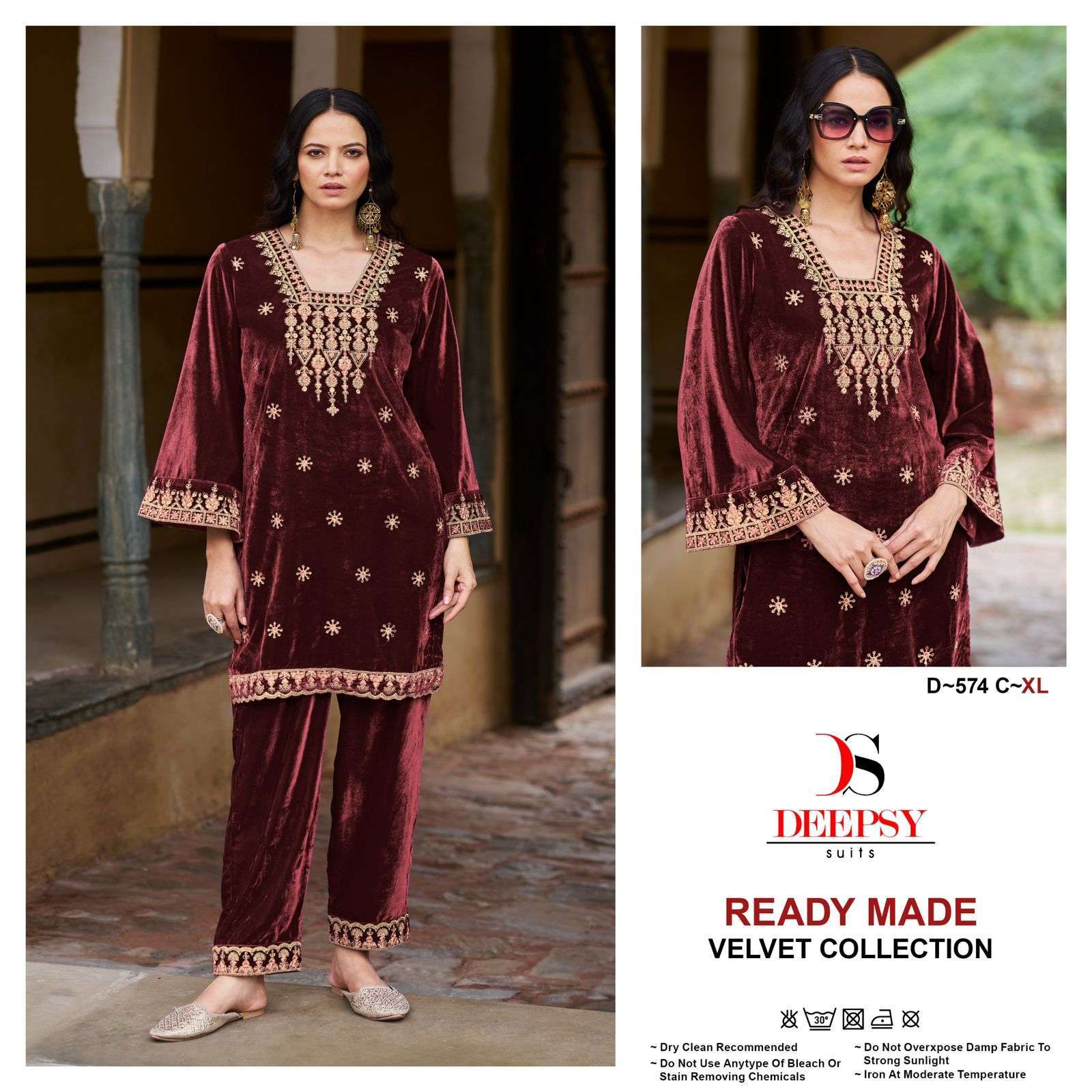 DEEPSY D 574 COLORS DESIGNER VELVET CORD SET COLLECTION WHOLESALER 