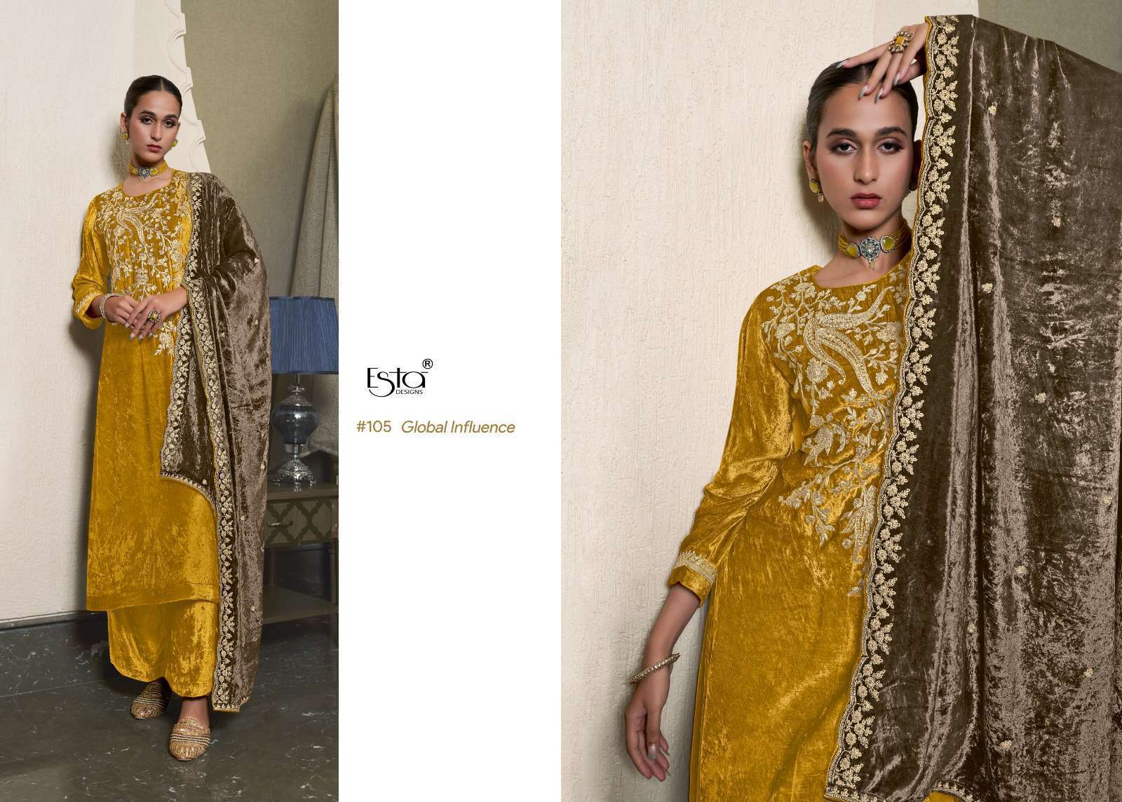 ESTA MEHER PURE SILK VELVET DESIGNER SUIT CATALOGUE DEALER 