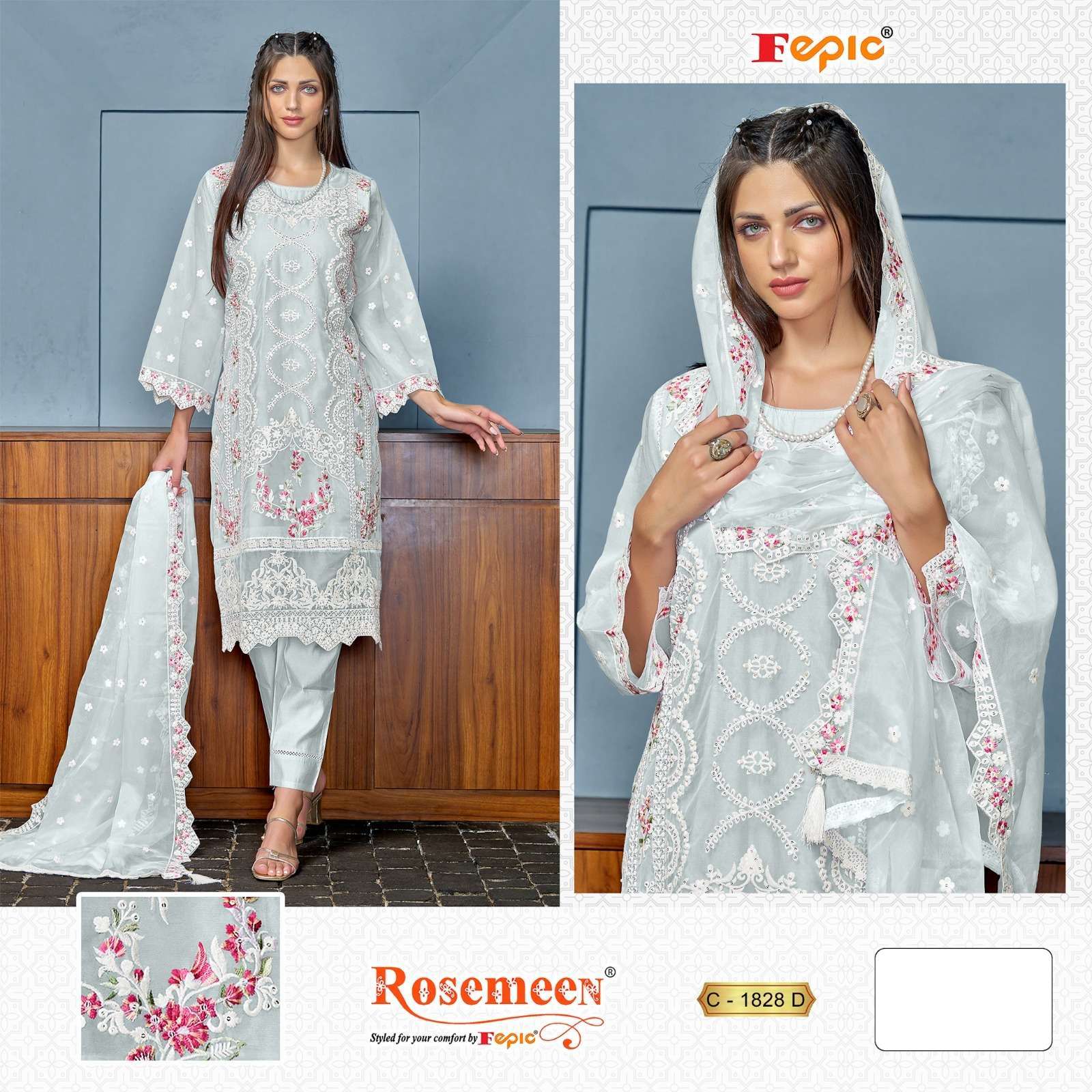 FEPIC C 1828 COLORS HEAVY EMBROIDERY ORGANZA DRESS COLLECTION WHOLESALE PRICE 2024