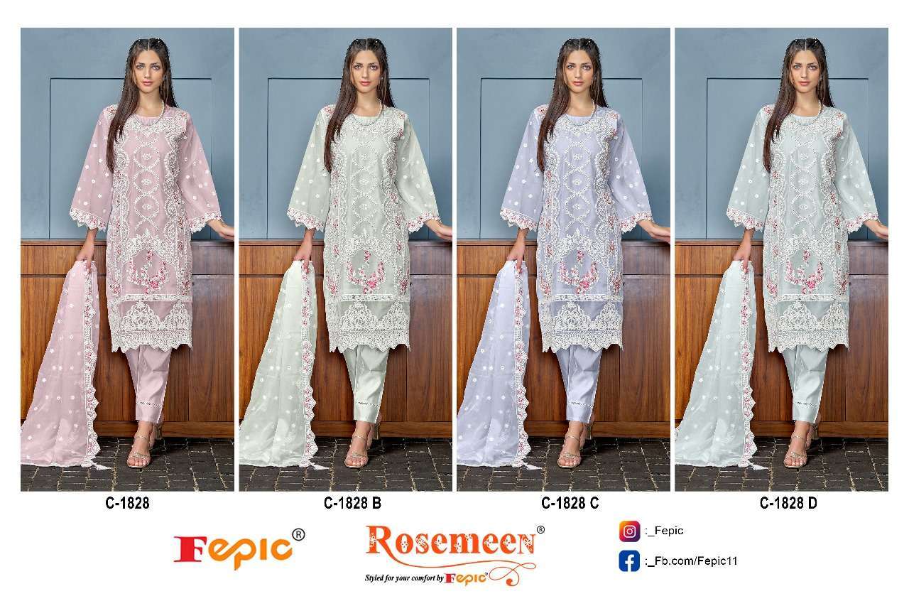 FEPIC C 1828 COLORS HEAVY EMBROIDERY ORGANZA DRESS COLLECTION WHOLESALE PRICE 2024