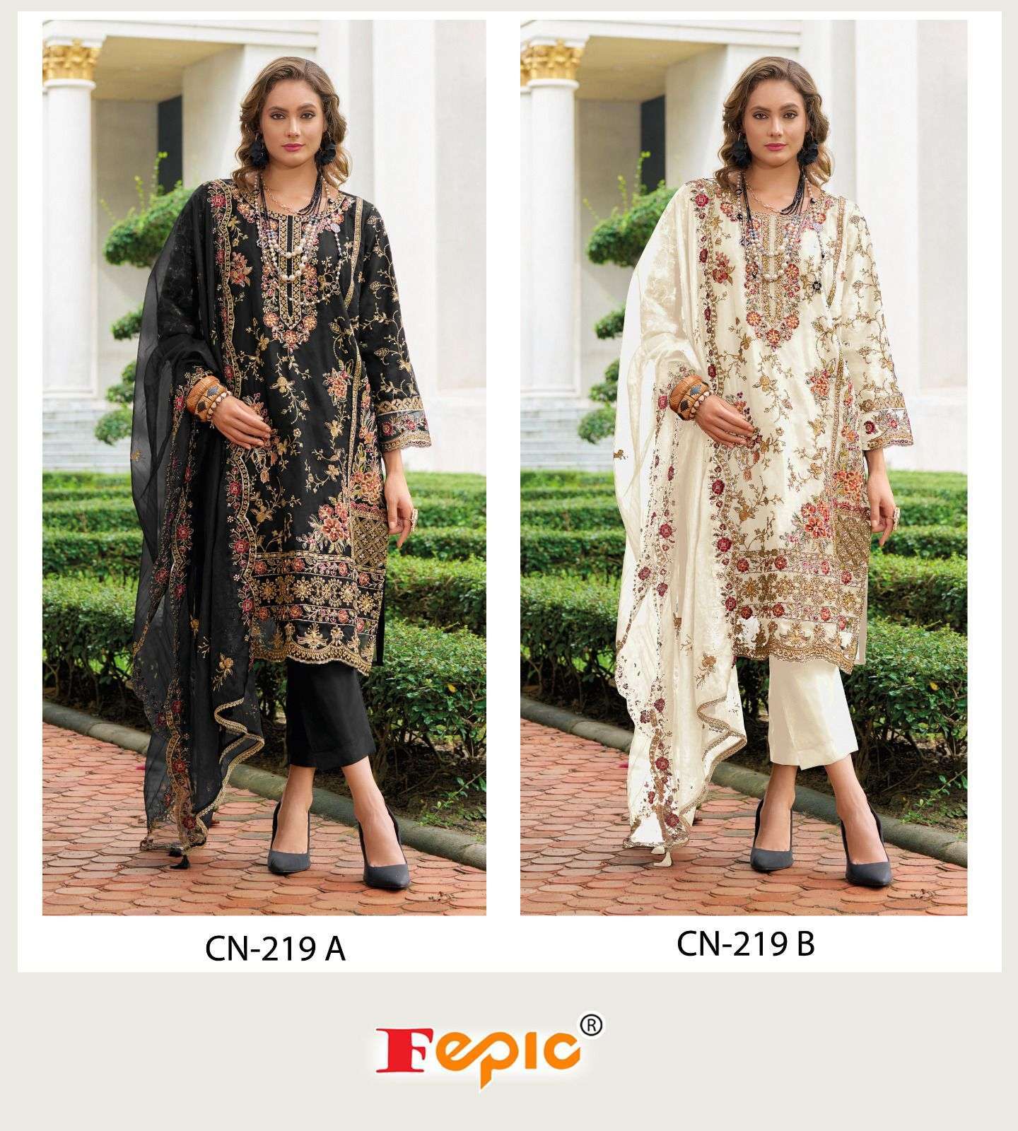 FEPIC CN 219 COLORS HANDWORK PAKISTANI READYMADE SUIT WHOLESALER