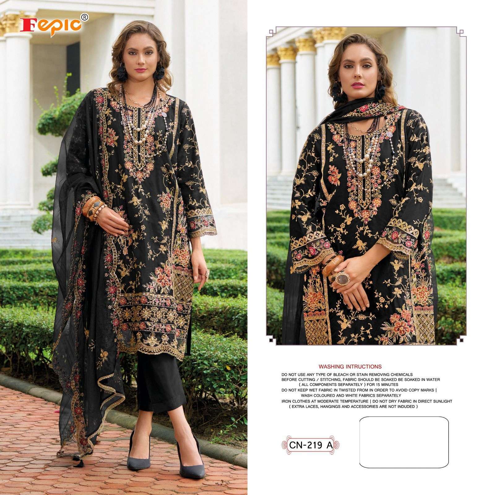 FEPIC CN 219 COLORS HANDWORK PAKISTANI READYMADE SUIT WHOLESALER